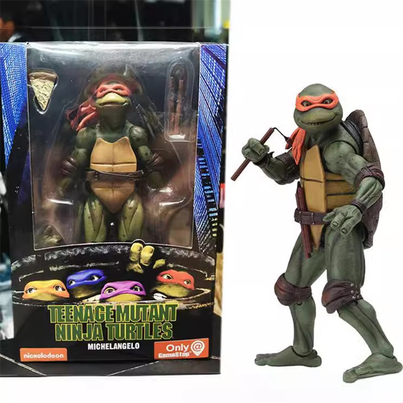 (Orange) NECA Teenage Mutant Ninja Turtles 1990 Movie 7-Inch  Model Kid Unauthorized Modify Disassemble Play Damage