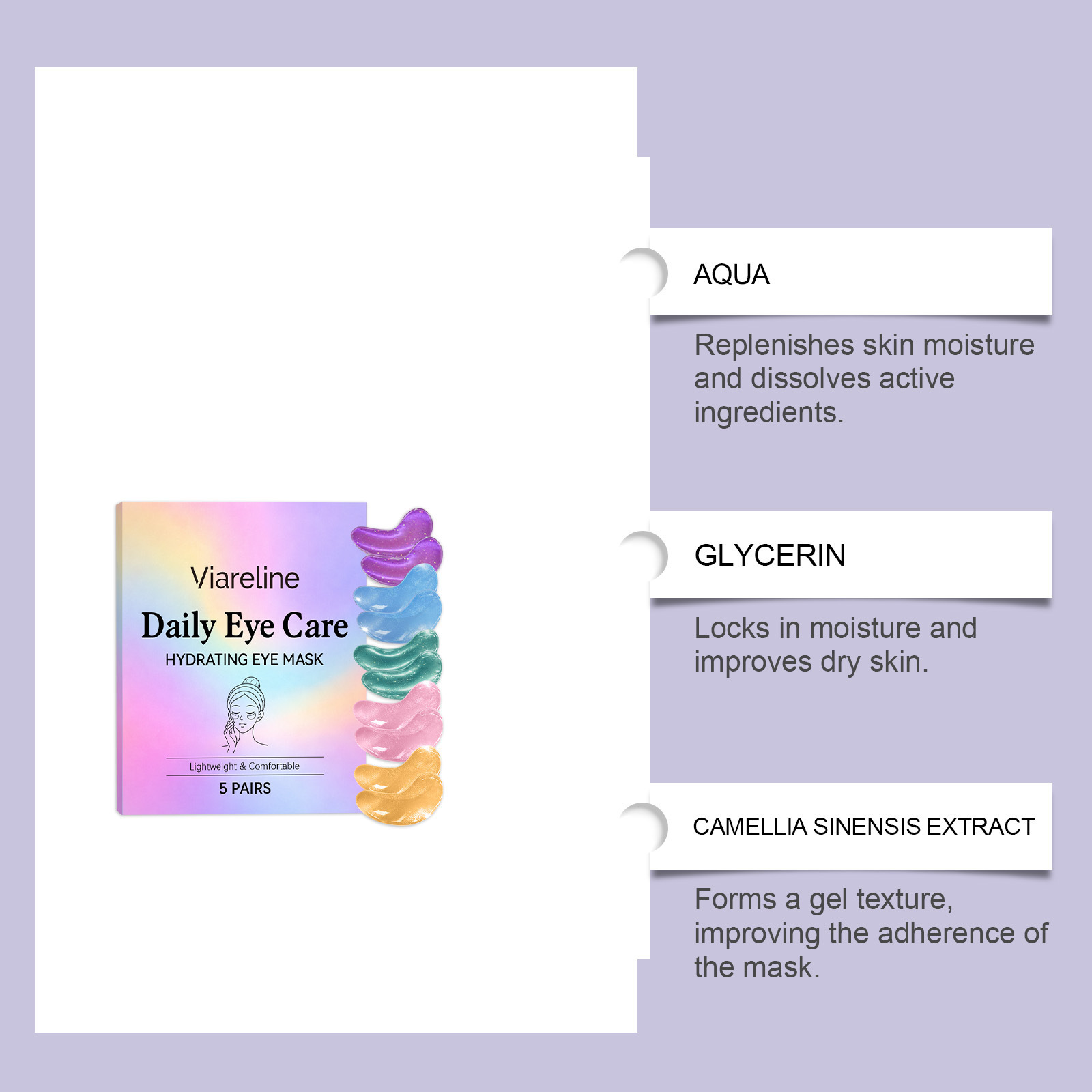 Hyaluronic Acid Hydrating Eye Mask Moisturising Nourishing Eye Patches for Daily Skin Care Natural