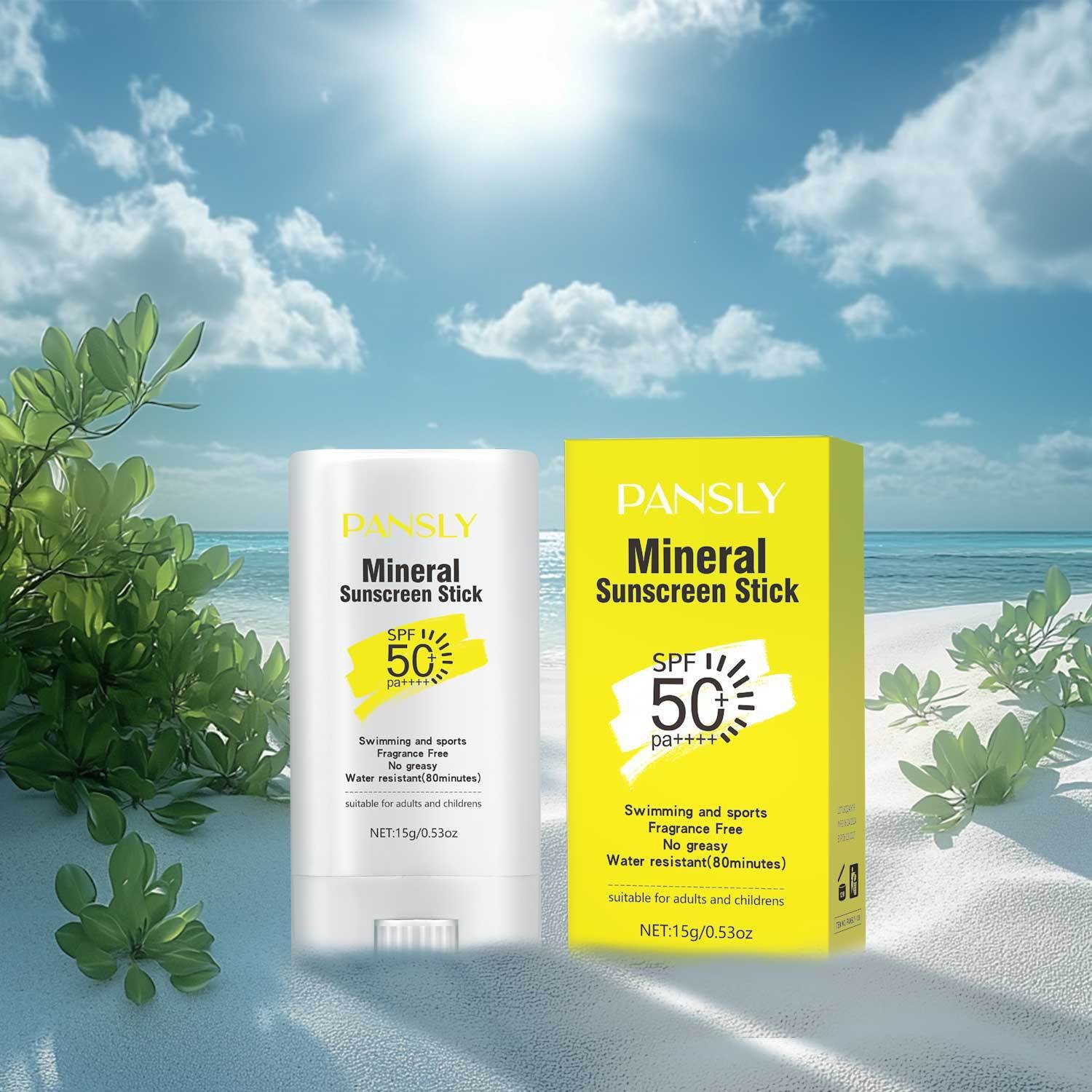 Physical Sunscreen Stick SPF50+ PA++++ Sensitive Skin Gentle Daily Sun Protection Home Use Natural 15g