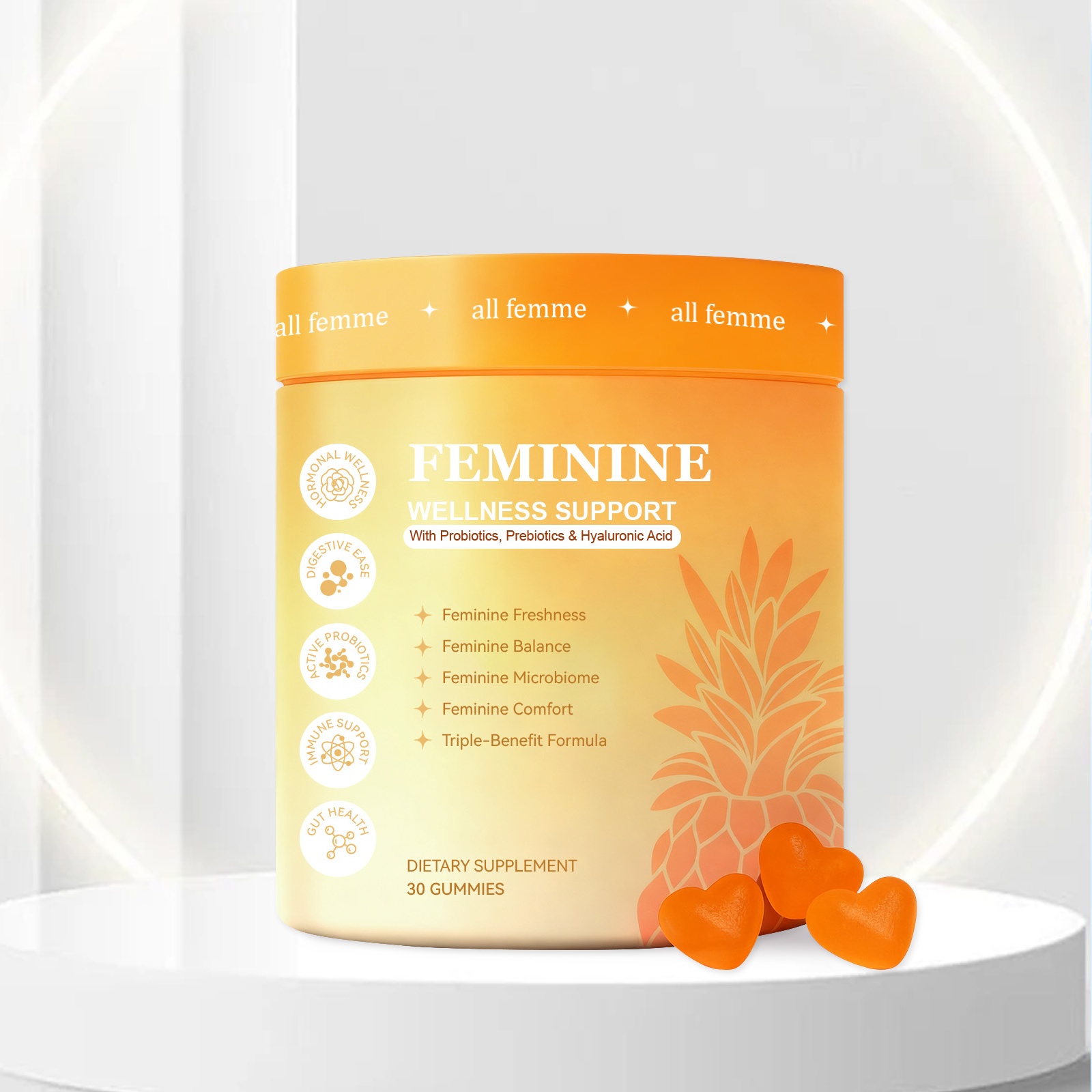 Womens Beneficial Care Compound Gummy Gentle Ingredients Gut Nourish Comfort Candy Ladies Daily Body Maintenance Oral Edible Supplement