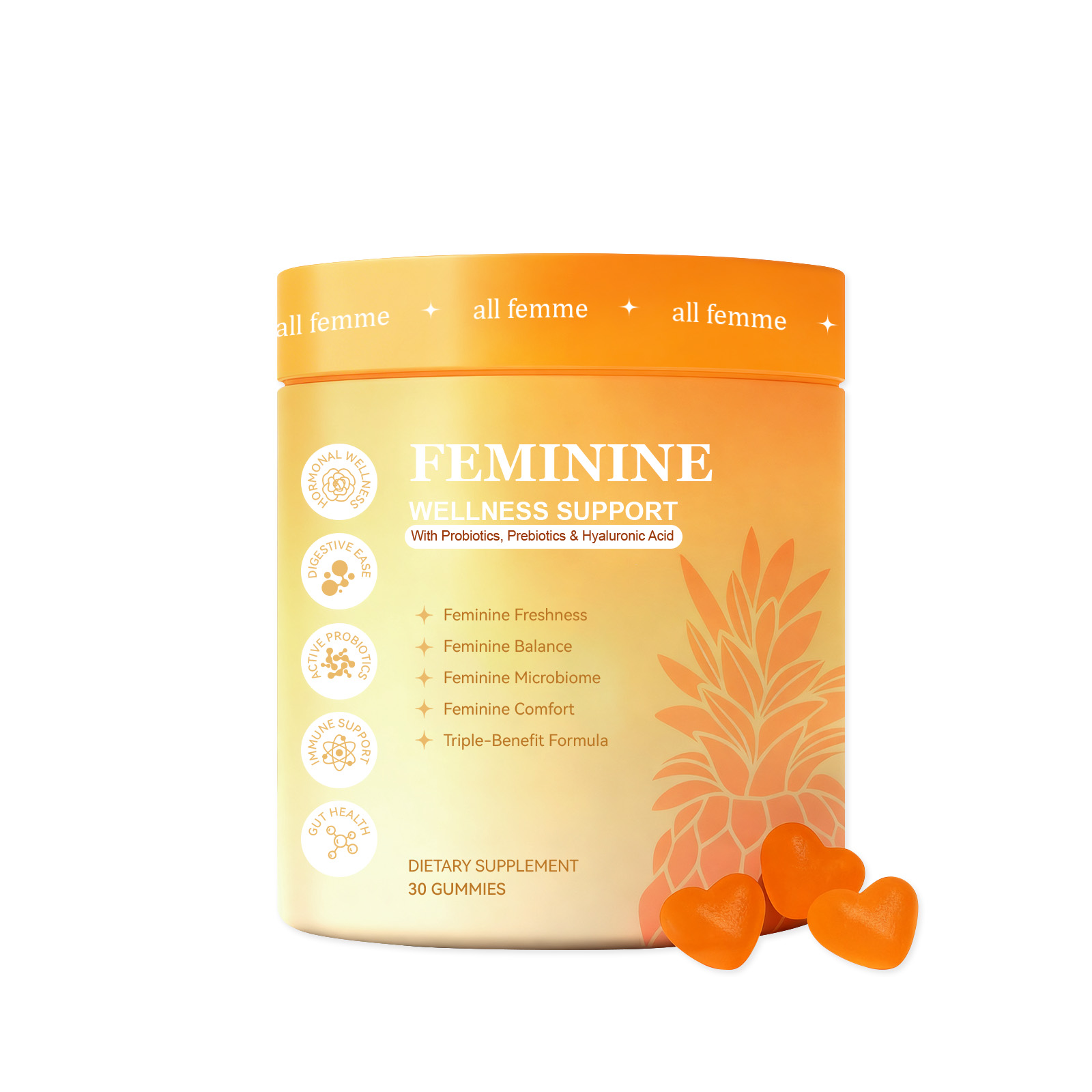 Womens Beneficial Care Compound Gummy Gentle Ingredients Gut Nourish Comfort Candy Ladies Daily Body Maintenance Oral Edible Supplement
