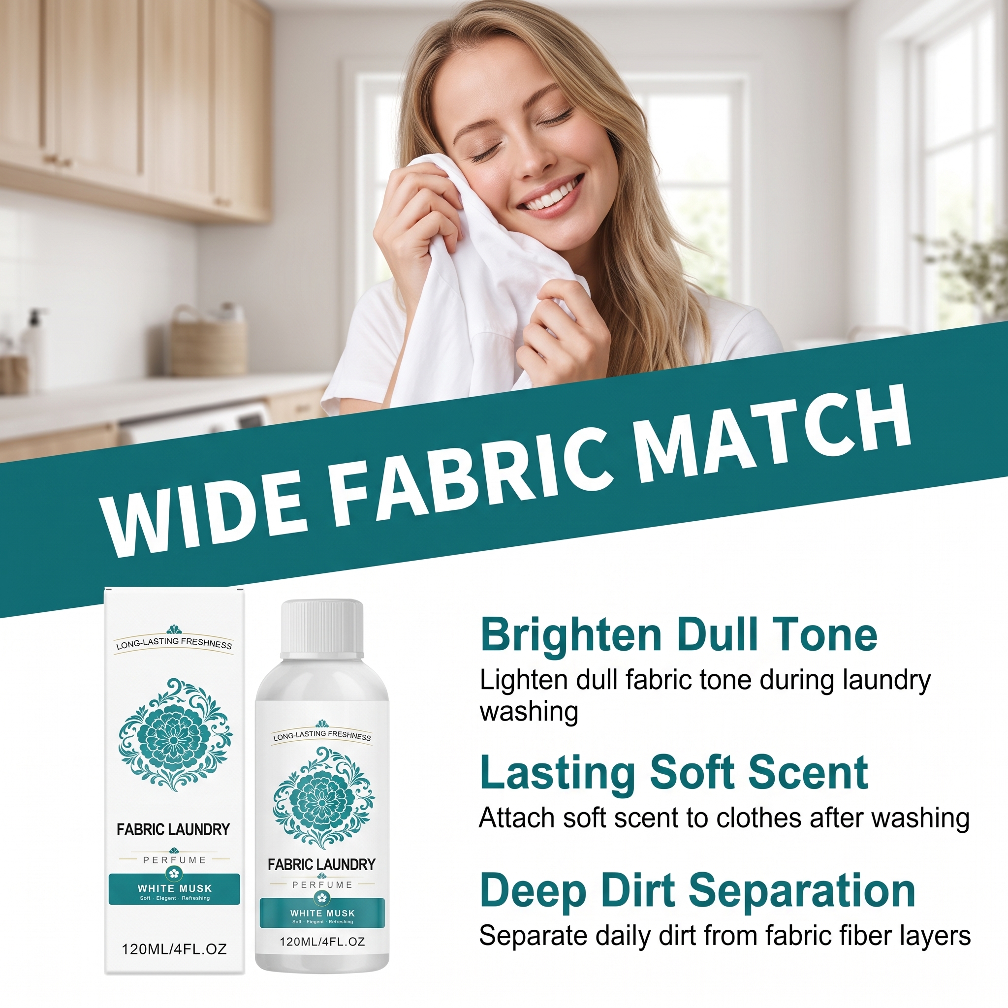 Fabric Wash Fragrance Daily Clean Fresh Long Lasting Scent Remove Stains Cloth Sofa Curtain Garment
