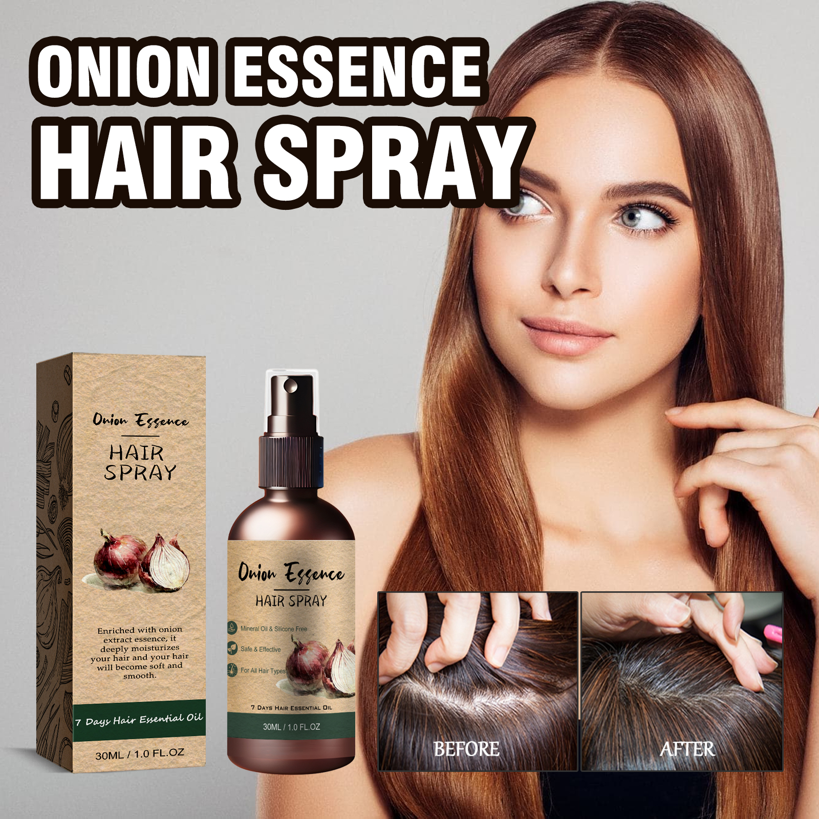 Onion Hair Care Essence Repair Dry Hair Improve Frizzy Hair No Rinse Nourish Hair Oil Damaged Daily Hair Treatment