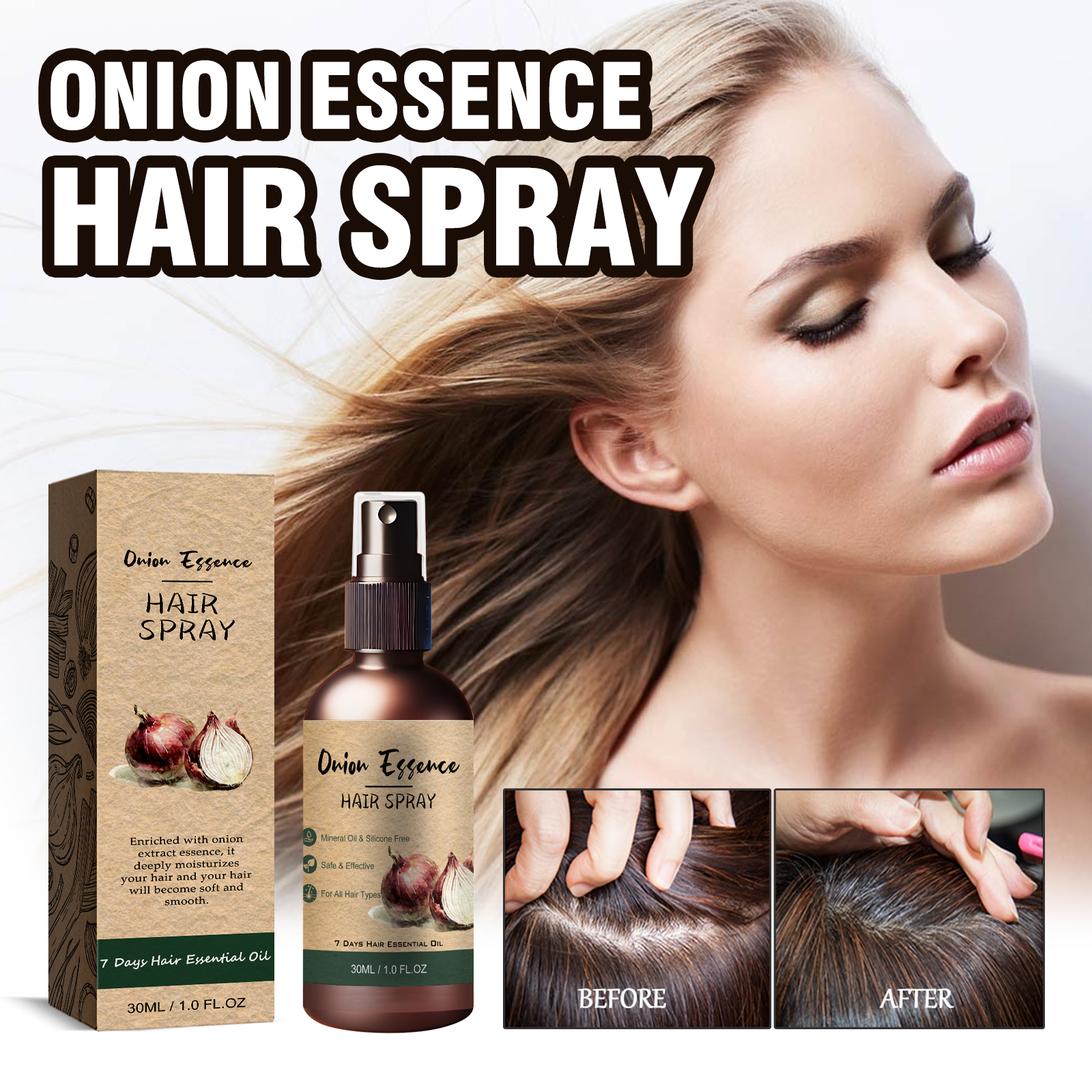 Onion Hair Care Essence Repair Dry Hair Improve Frizzy Hair No Rinse Nourish Hair Oil Damaged Daily Hair Treatment