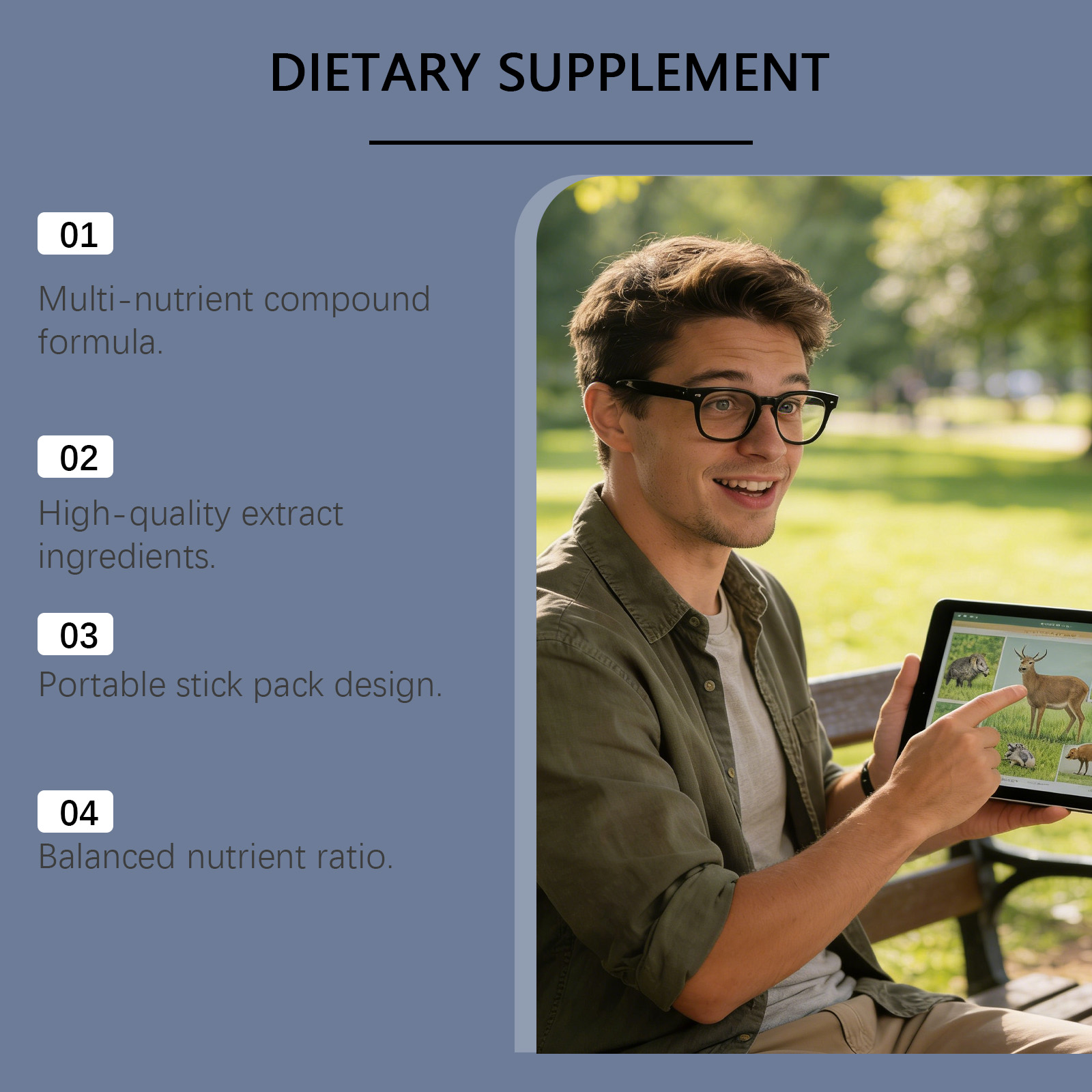 Nutrition Supplement Powder Daily Mild Formula Boost Body Energy Vitality And Focus Portable Daily Human Body Care
