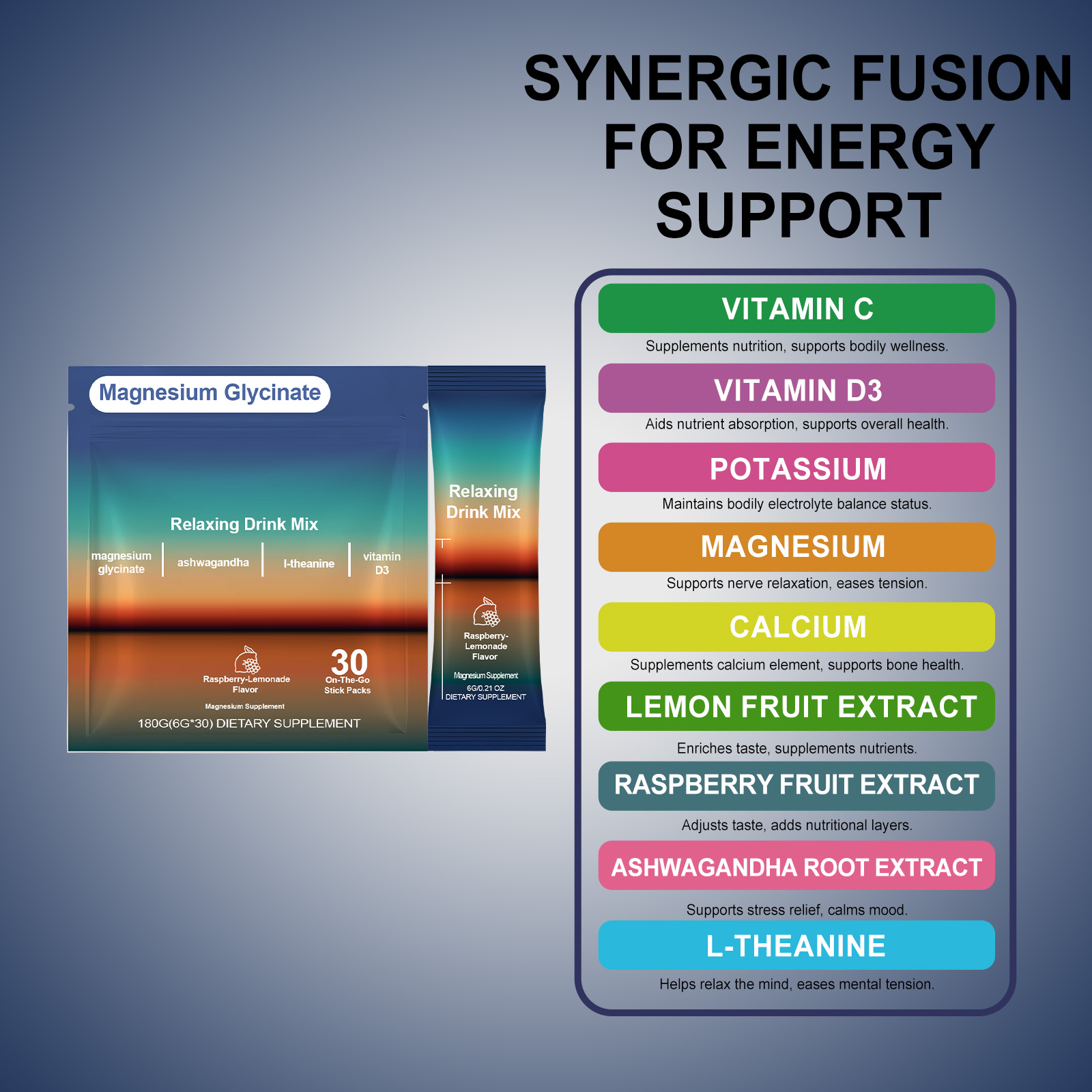 Nutrition Supplement Powder Daily Mild Formula Boost Body Energy Vitality And Focus Portable Daily Human Body Care