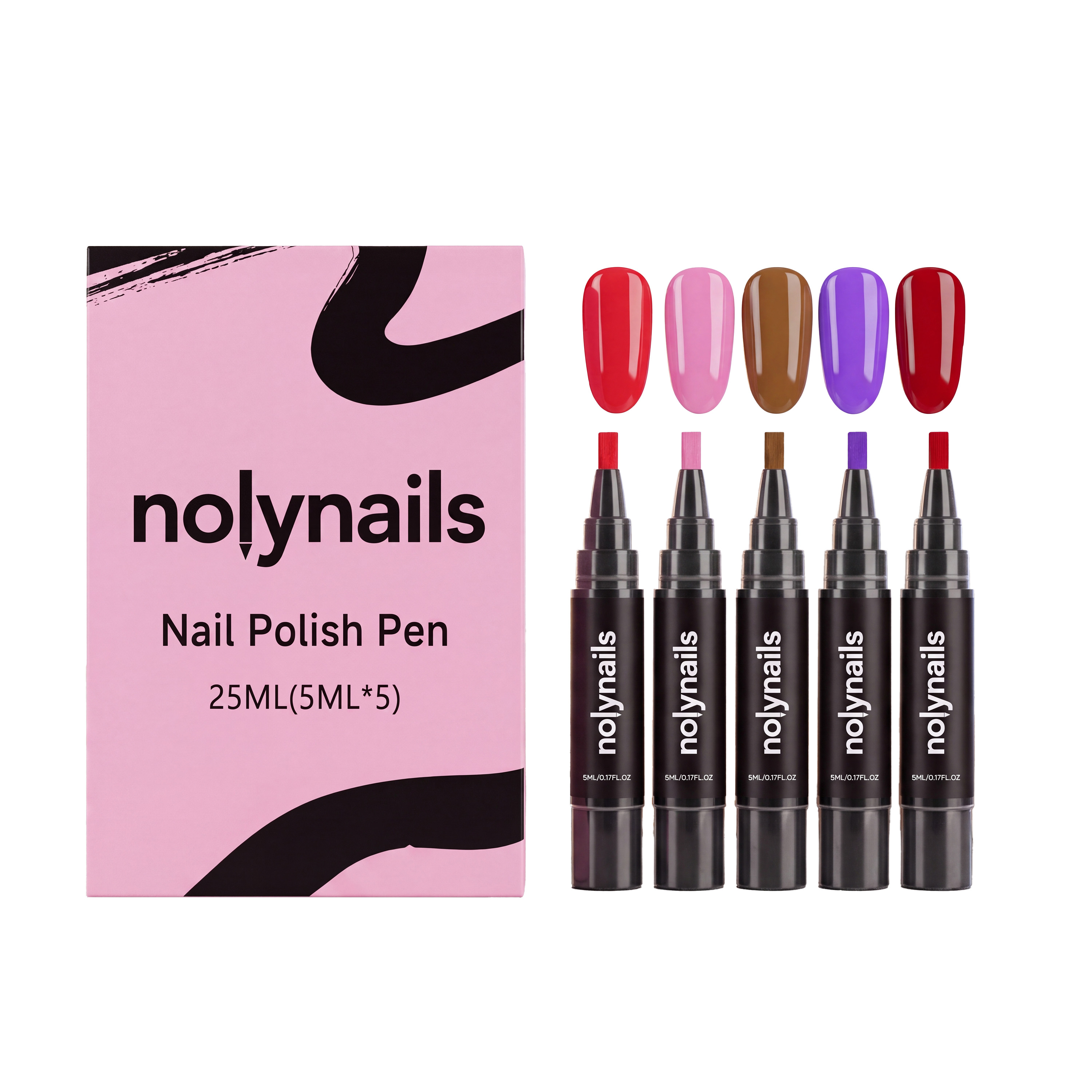 Gel Nail Pen Colorful No Uv Quick Dry Five Color Brush Precise Long Lasting Nail Decoration Tool