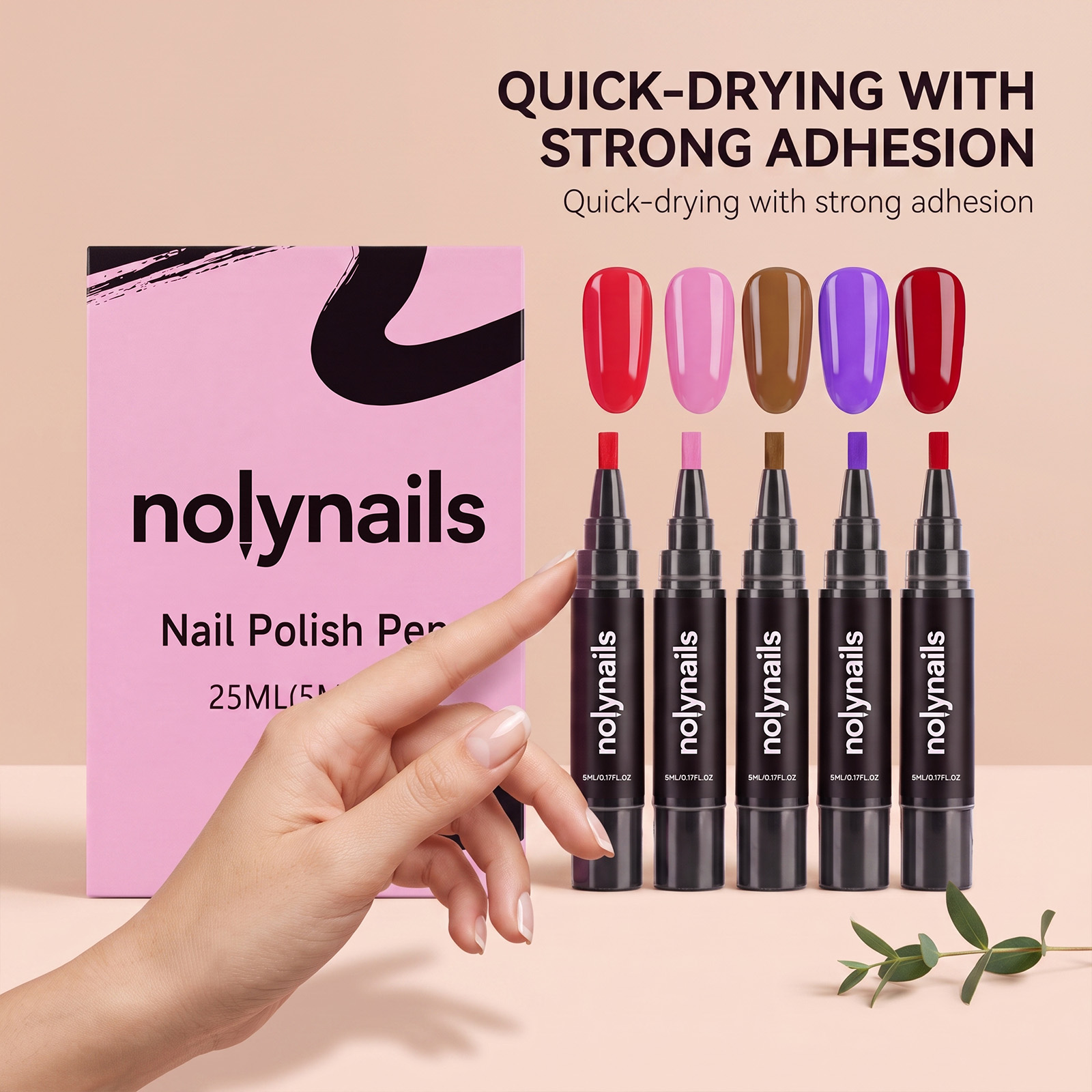 Gel Nail Pen Colorful No Uv Quick Dry Five Color Brush Precise Long Lasting Nail Decoration Tool