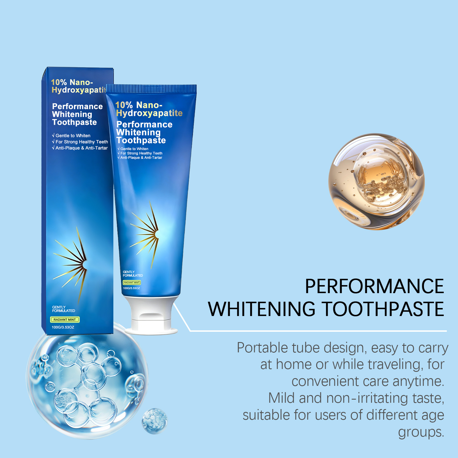 Mint Brightening Toothpaste Fresh Cool Mild Hydrating Stain Removal Oral Care Comfort Daily Use