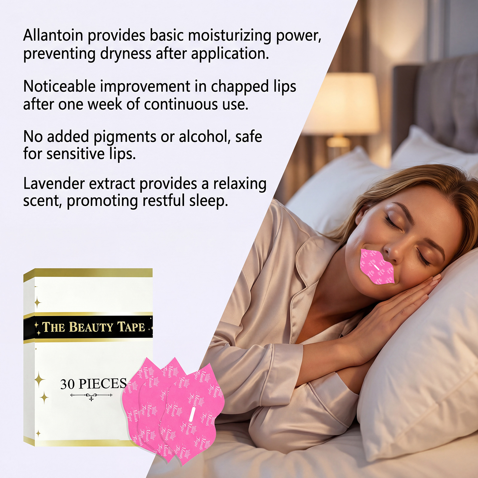 Pink Moisturizing Lip Patch Lavender Plant Extract Soft Fit Lip Skin Home Night Lip Care