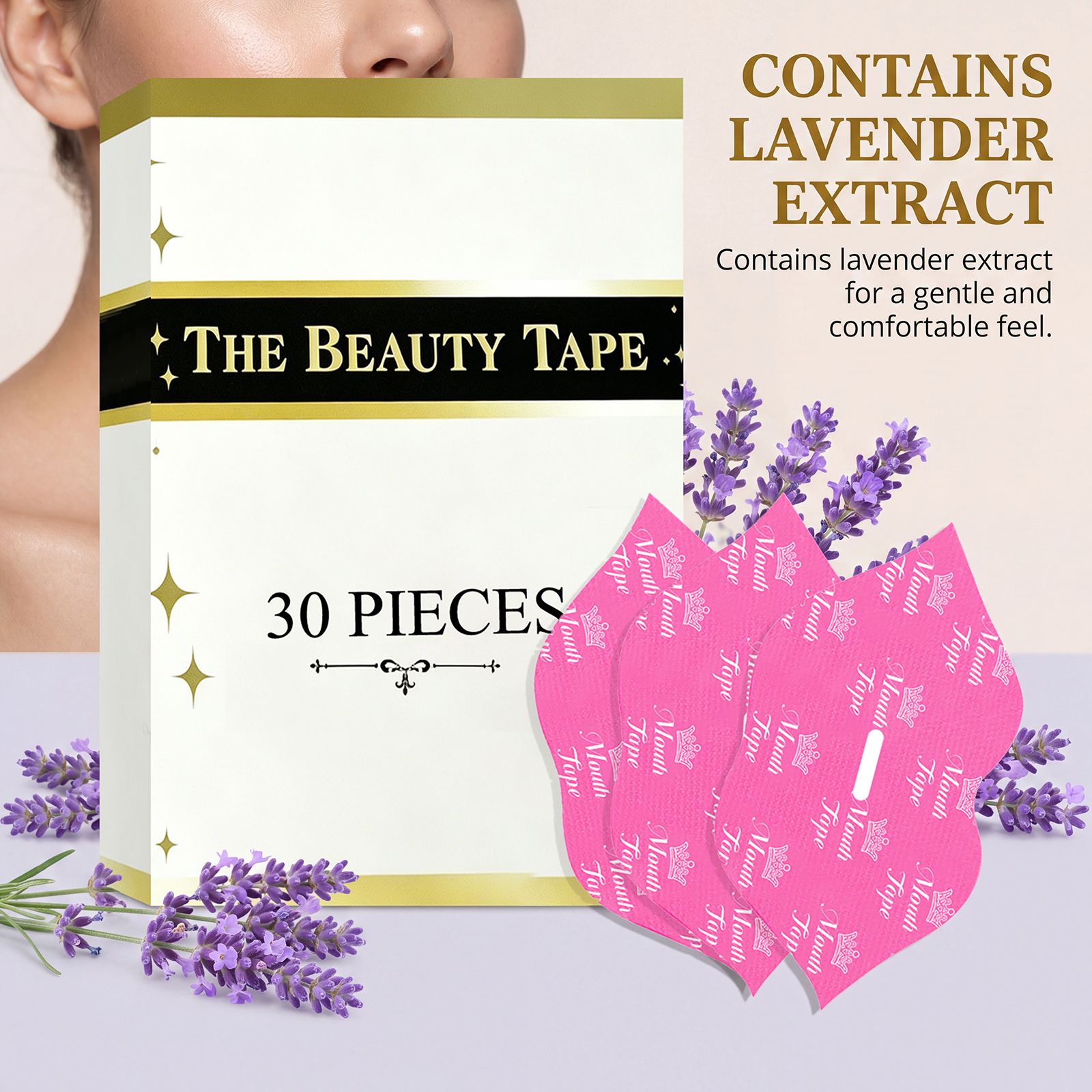 Pink Moisturizing Lip Patch Lavender Plant Extract Soft Fit Lip Skin Home Night Lip Care