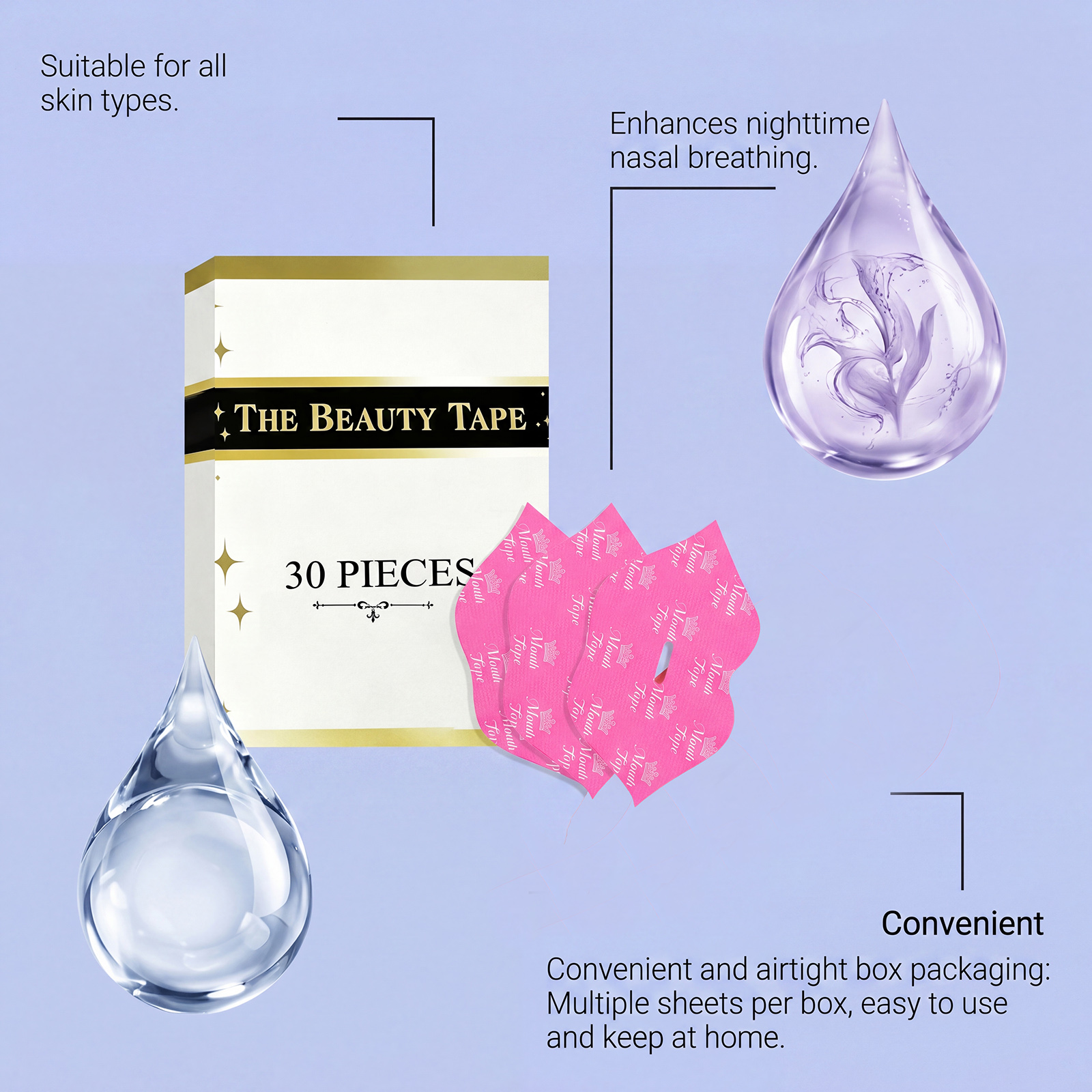Pink Moisturizing Lip Patch Lavender Plant Extract Soft Fit Lip Skin Home Night Lip Care
