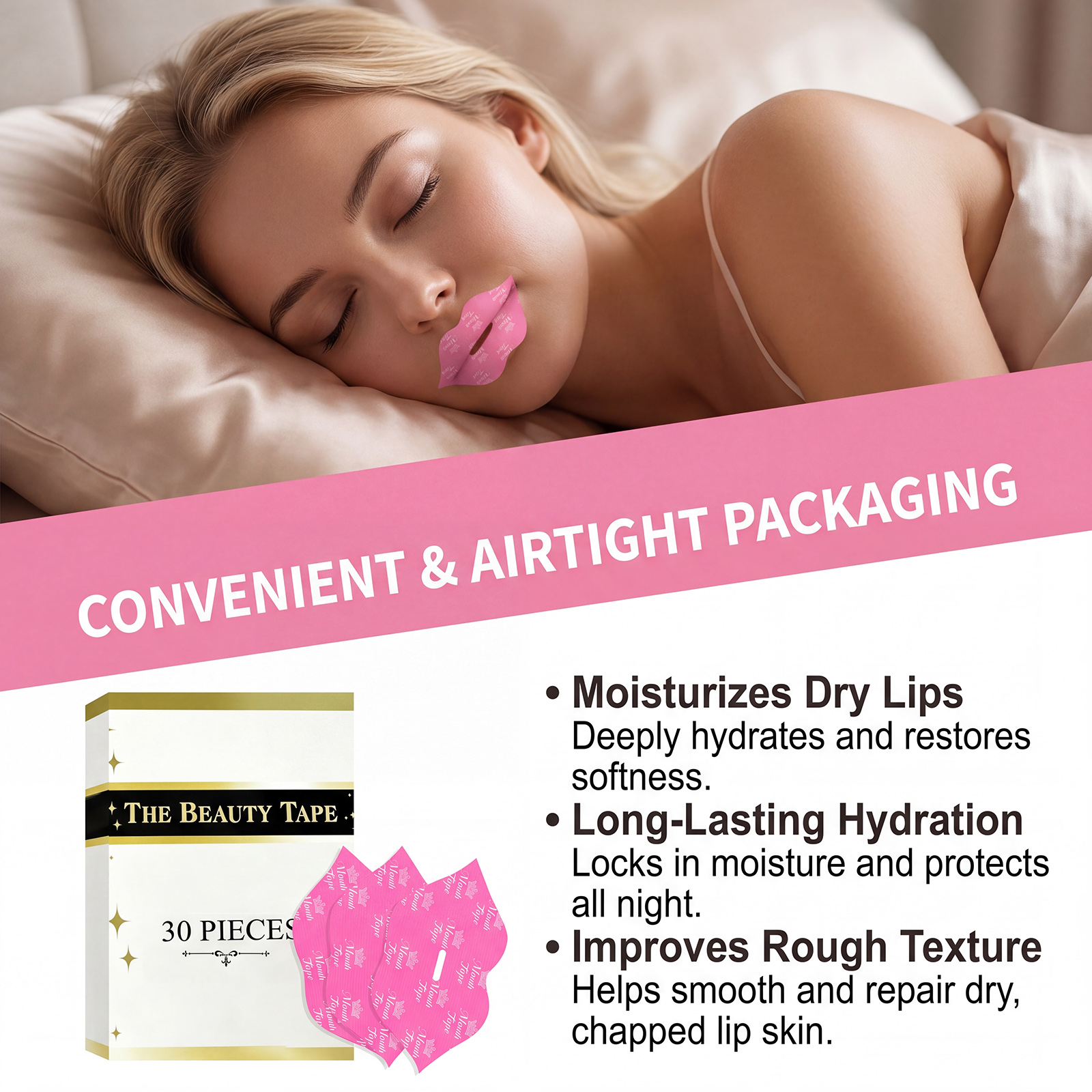 Pink Moisturizing Lip Patch Lavender Plant Extract Soft Fit Lip Skin Home Night Lip Care