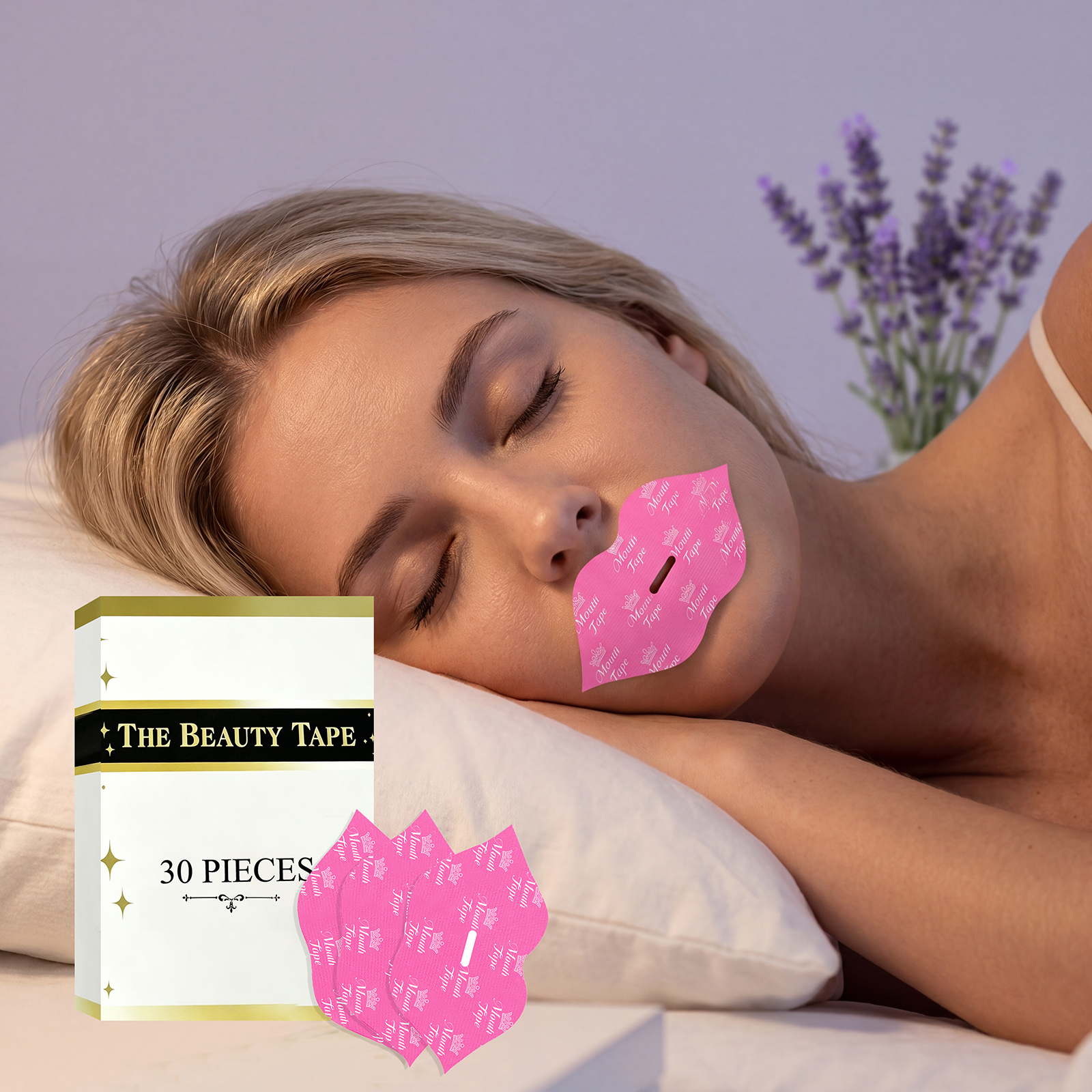 Pink Moisturizing Lip Patch Lavender Plant Extract Soft Fit Lip Skin Home Night Lip Care