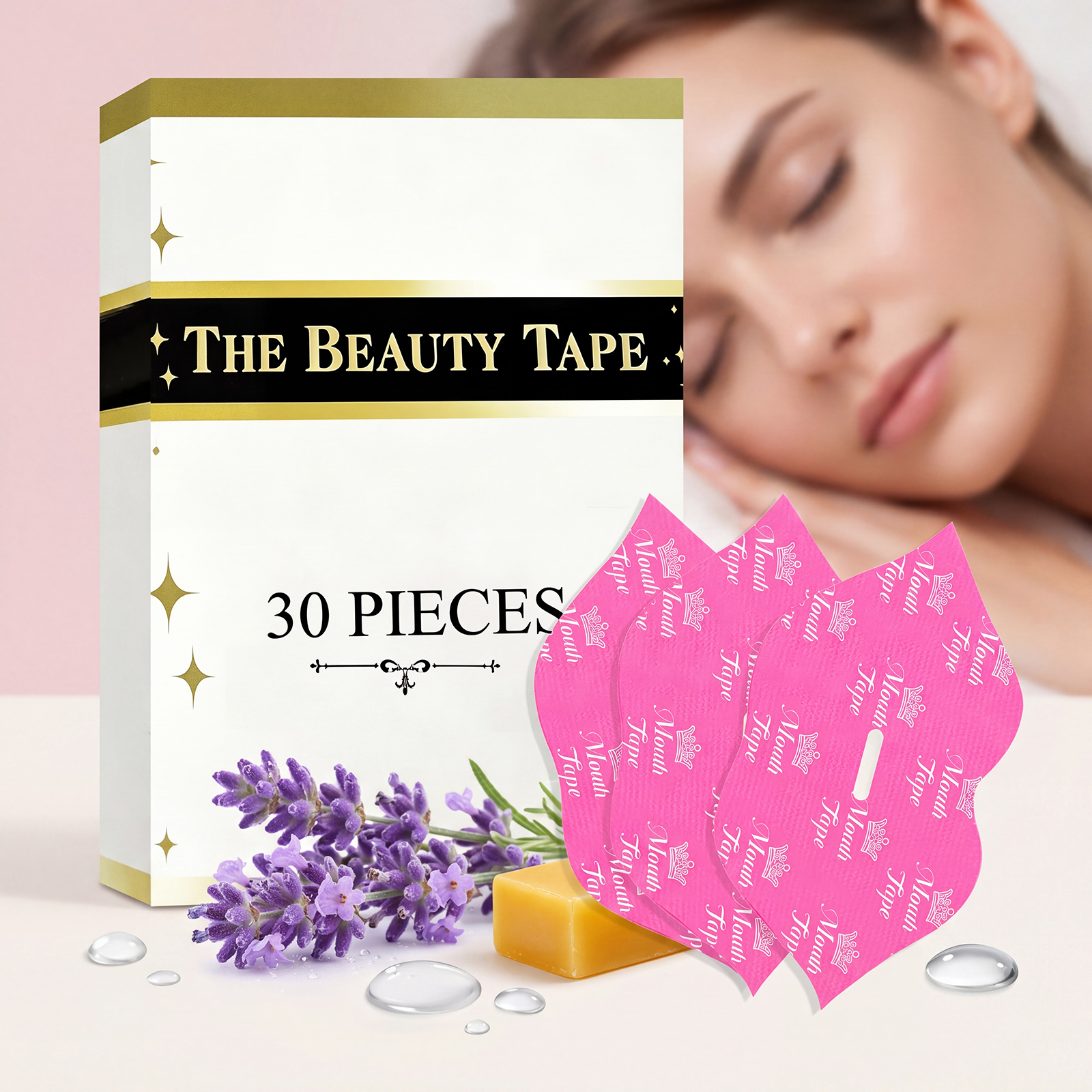 Pink Moisturizing Lip Patch Lavender Plant Extract Soft Fit Lip Skin Home Night Lip Care