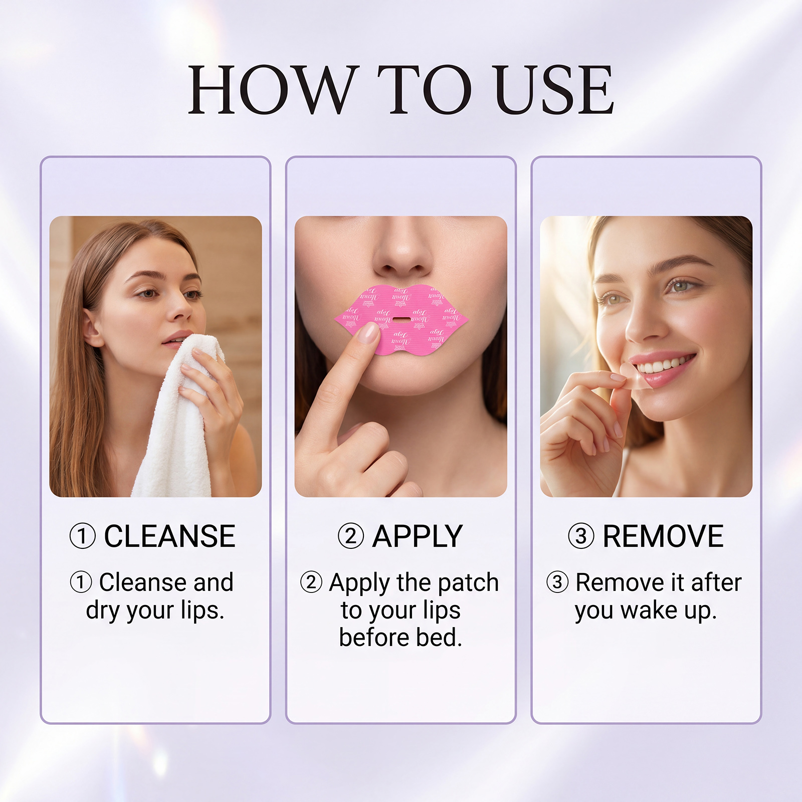 Pink Moisturizing Lip Patch Lavender Plant Extract Soft Fit Lip Skin Home Night Lip Care