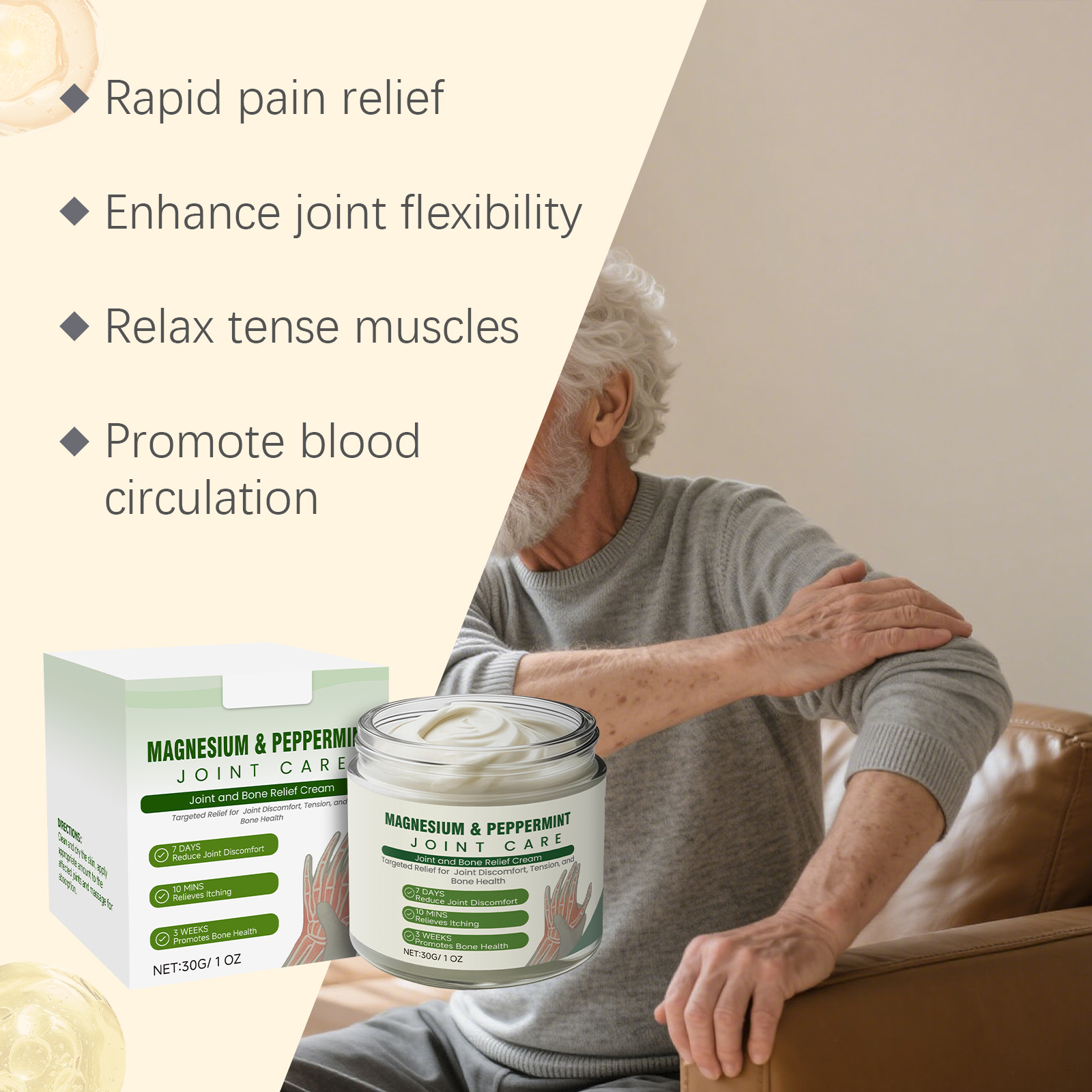 Magnesium Mint Joint Care Cream Nourishes Joints Bones Relaxes Body Daily External Smear