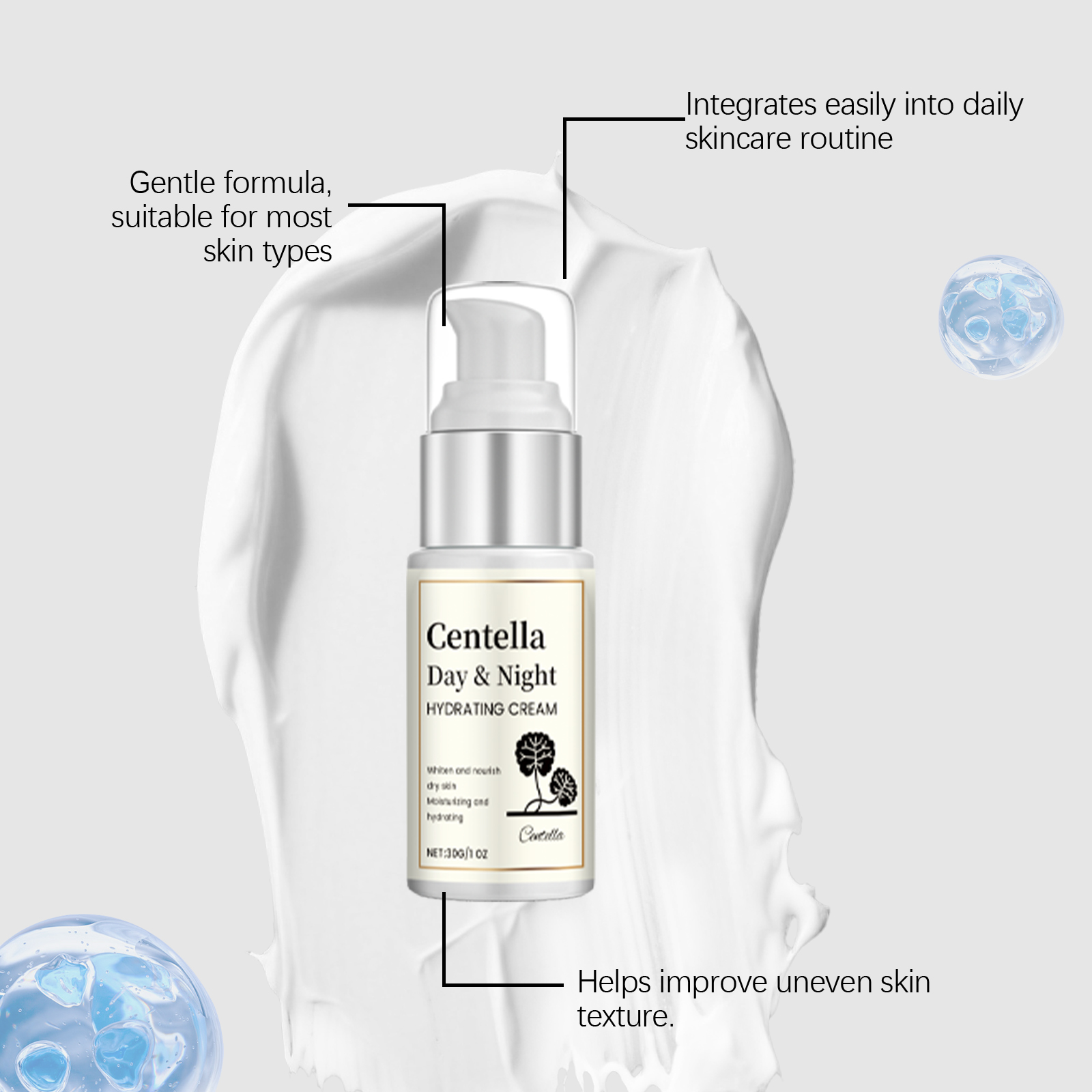 Centella Asiatica Day Night Moisturizing Cream Nourish Facial Skin Texture Elastic Gloss Refreshing Texture Hydrating Face Lotion