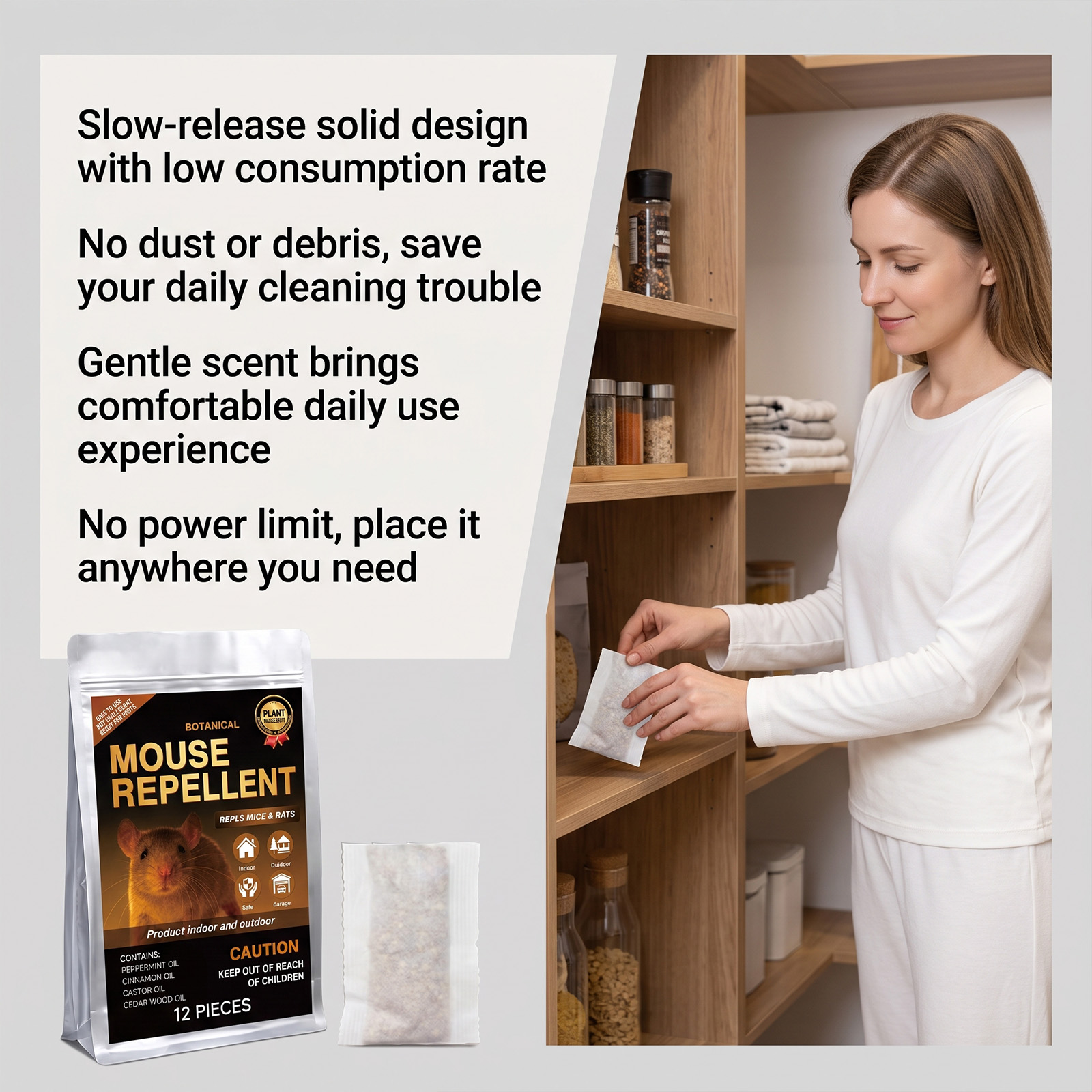 Mouse Repellent Long Last Slow Release Multi Scene Easy Placement Mild Odor Full Coverage Deterrent