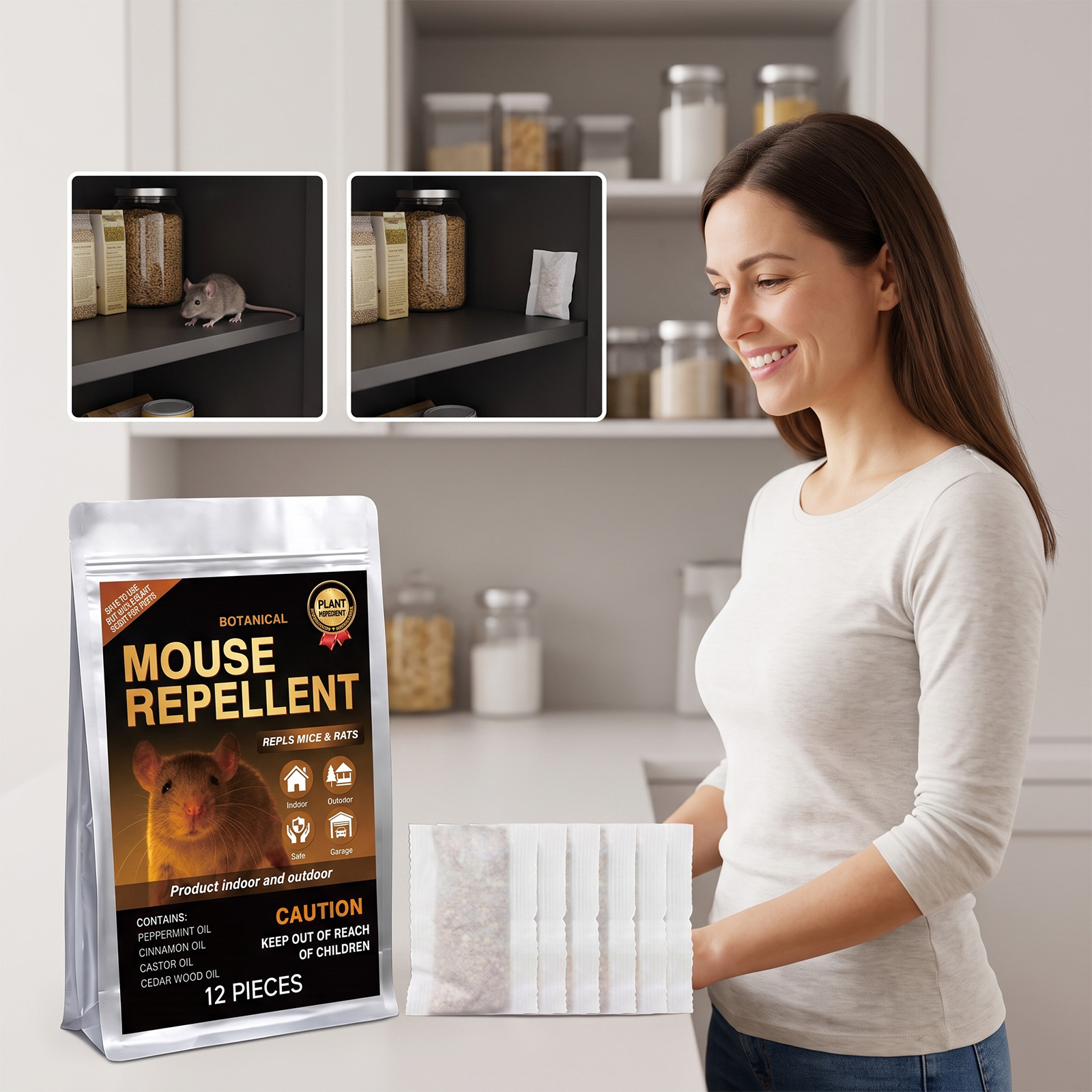 Mouse Repellent Long Last Slow Release Multi Scene Easy Placement Mild Odor Full Coverage Deterrent