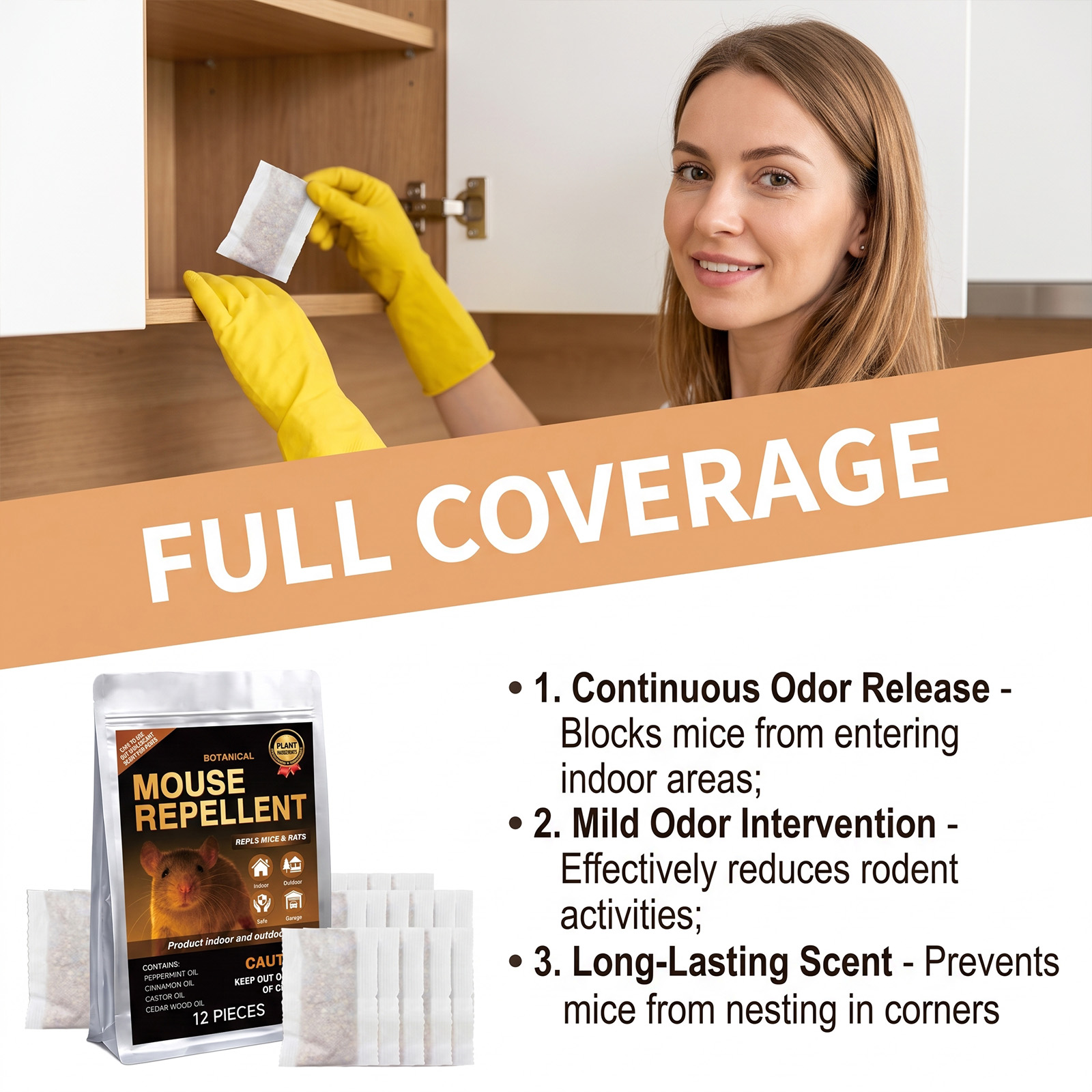 Mouse Repellent Long Last Slow Release Multi Scene Easy Placement Mild Odor Full Coverage Deterrent