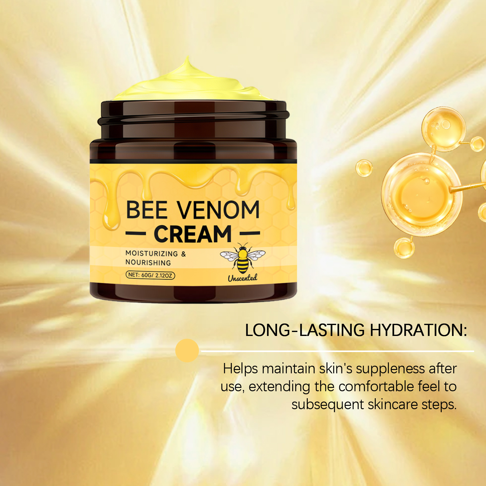Bee Venom Care Facial Cream Moisturizing Hydrating Gentle Nourishing Light Texture Quick Absorption Daily Skincare