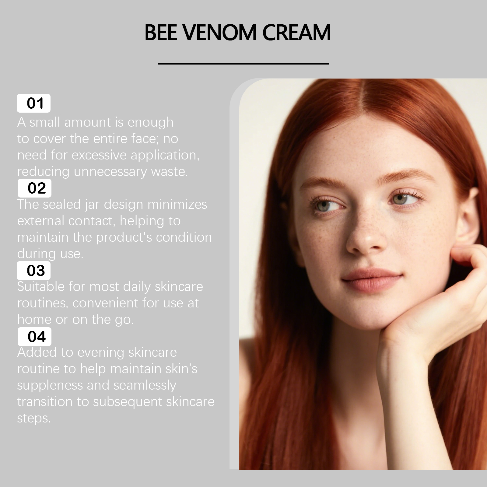 Bee Venom Care Facial Cream Moisturizing Hydrating Gentle Nourishing Light Texture Quick Absorption Daily Skincare