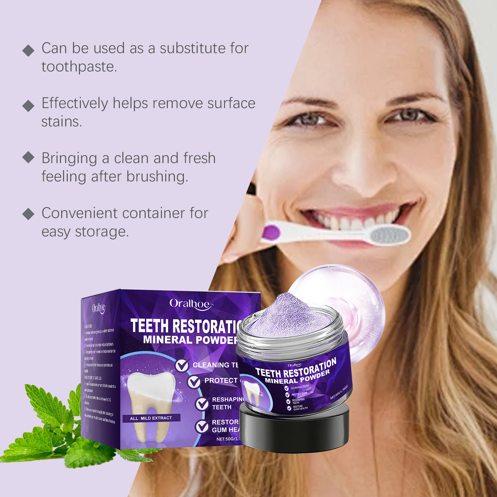 Tooth Powder Teeth Cleaning Long Lasting Freshness Protect Enamel Prevent Cavity Oral Care