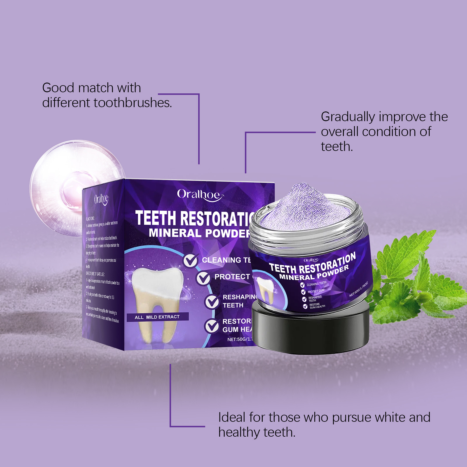 Tooth Powder Teeth Cleaning Long Lasting Freshness Protect Enamel Prevent Cavity Oral Care