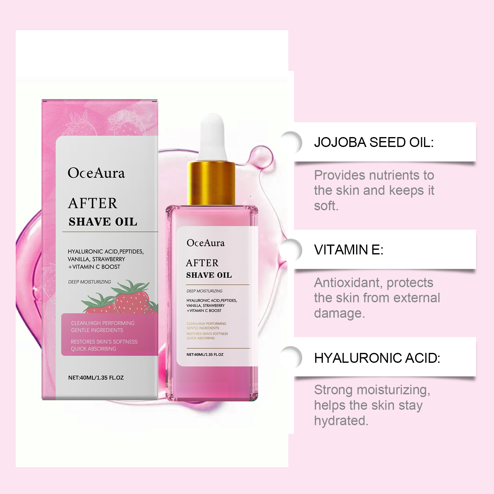 Strawberry Flavor Post Hair Removal Shaving Essential Oil Effectively Protect Skin Continuous Use Moisturize Smooth