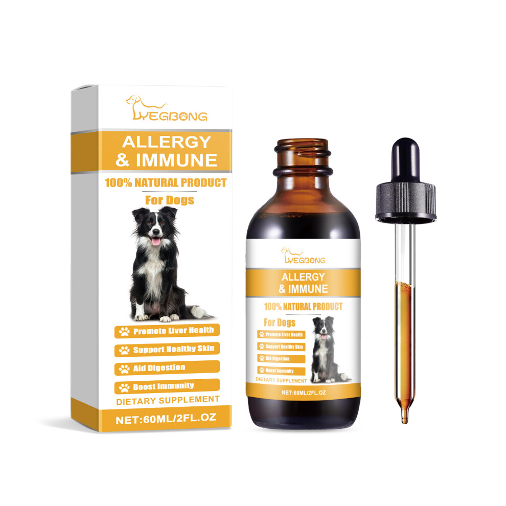 Dog Allergy Immune Support Drops Natural Supplement for Liver Skin