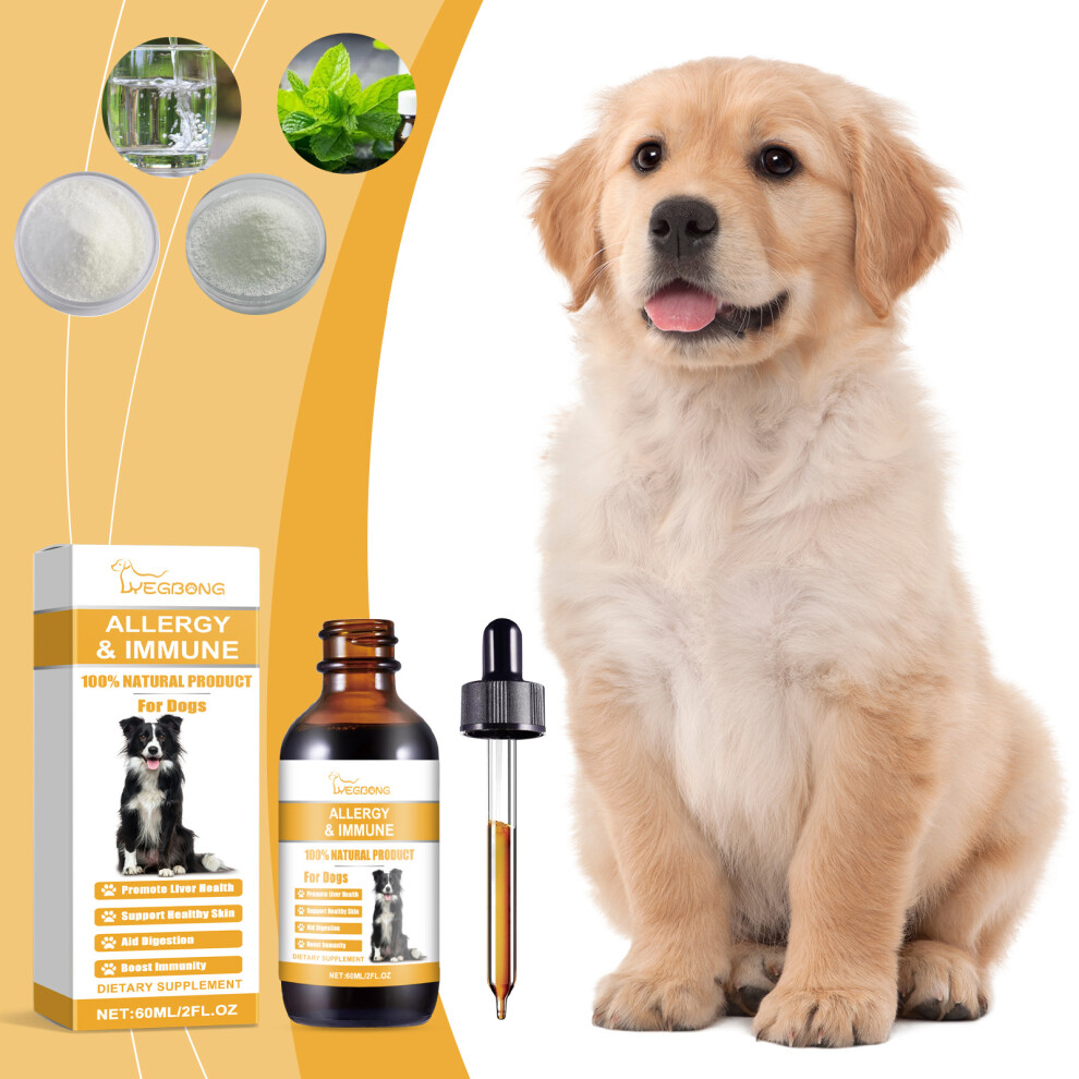 Dog Allergy Immune Support Drops Natural Supplement for Liver Skin