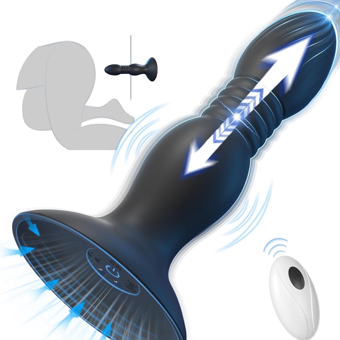 Adult Sex Toys Vibrating Anal Plug Women Vibrators Wireless Remote Control Suction Cup Telescopic Silicone Massagers