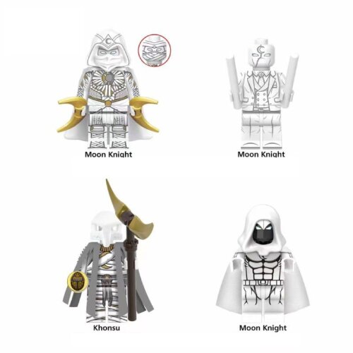 4PCS Moon Knight Minifigure Marc Spector Marvel Super Hero Minifig Figure Fit Lego