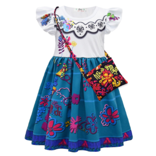 (Short, 2-3 Years) AmzBarley  Encanto Mirabelle Ruffle Skirt Role Play Costume