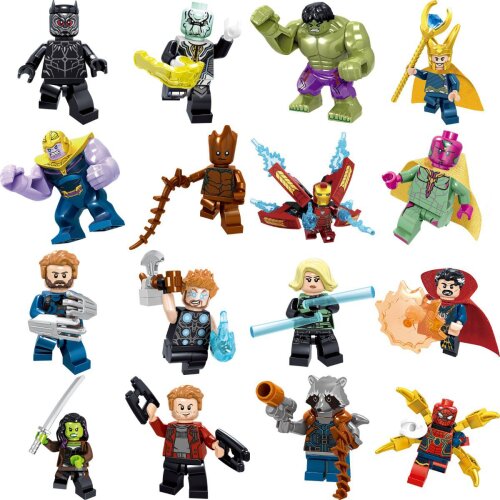 16pcs/set Marvel Compatible Lego Avengers Minifigures Building Blocks Toy Kids Gifts
