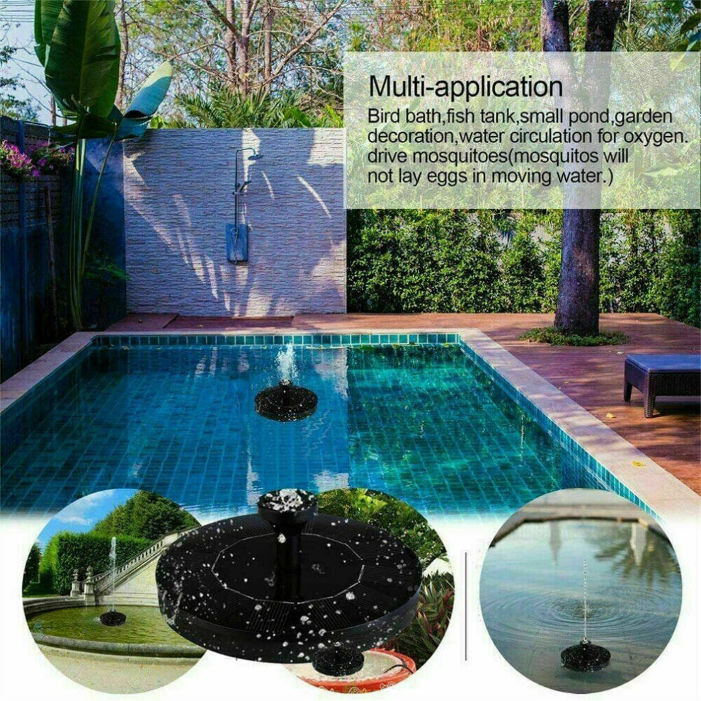 Solar Powered Floating Pump Water Fountain Birdbath Pond Pool Garden