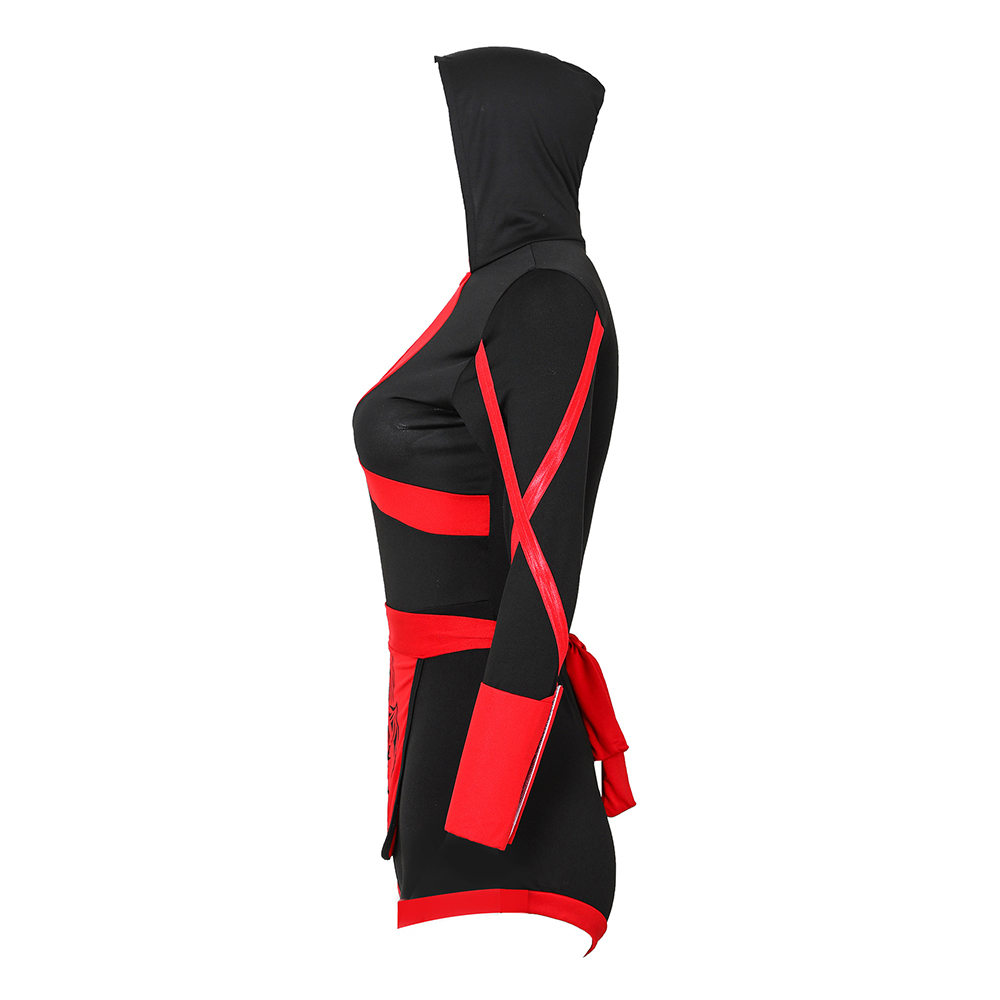 (M) Ninja Cosplay Anime Halloween Costume for Women Adult Sexy Suit Superhero Ninja Costume Jumpsuits Lady Fitness Dress