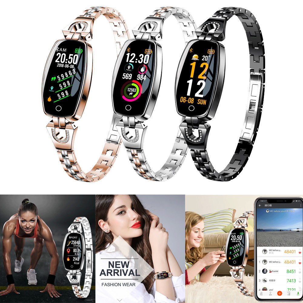 (Black) Smart Watch For Women Fitness Tracker Smartwatch Bracelet For iOS Android Phones