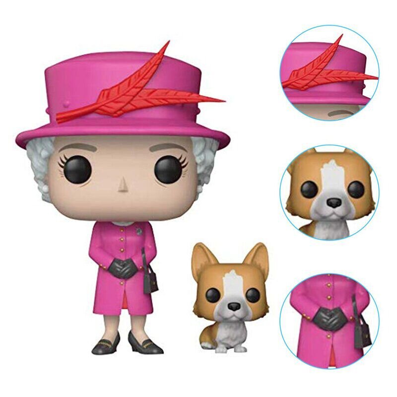 FUNKO POP Queen Elizabeth II With Corgi Dog Exclusive PVC Figures Royalty Statue Vinyl Action Figure