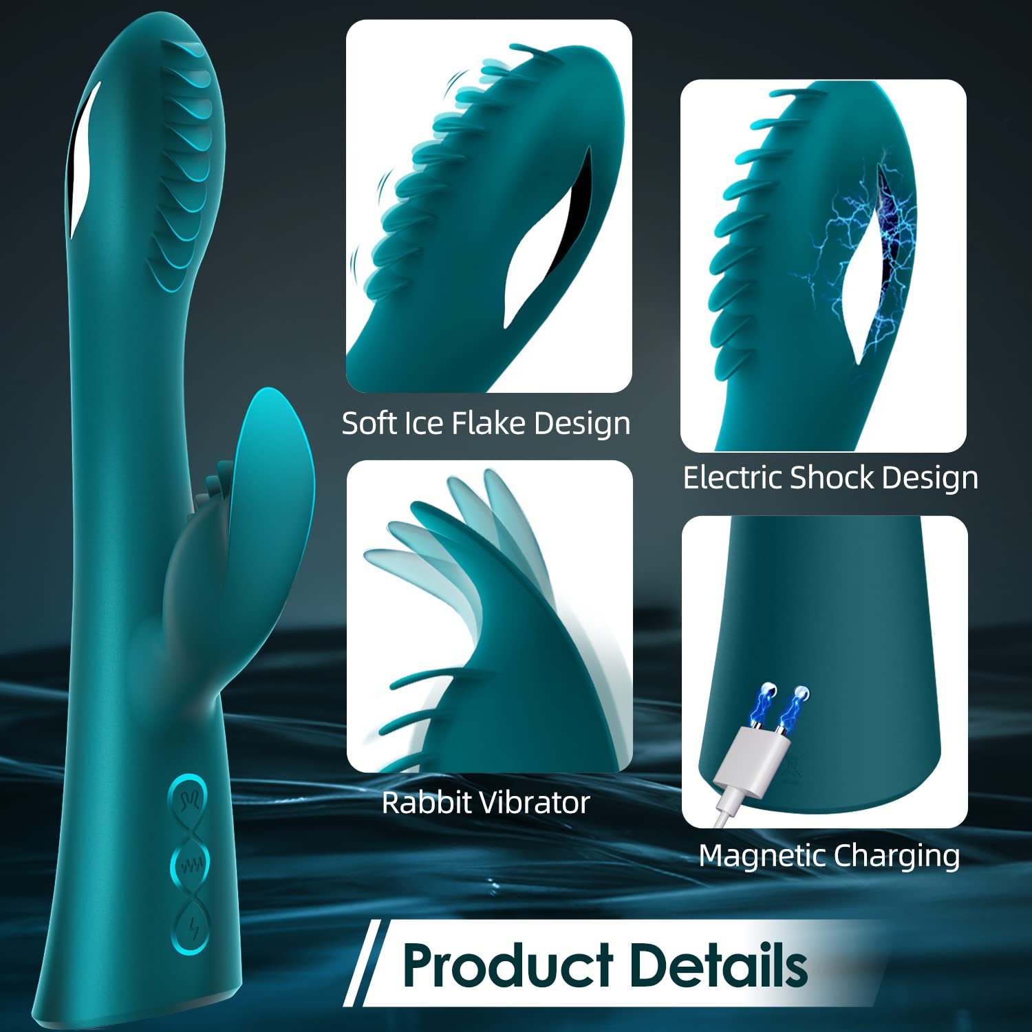 G Spot Vibrator Dildo Clitoral Stimulator Rabbit Vibrator Adult Sex Toys AV Wand with 7 Vibration and 7 Electric Shock Modes for Women Nipple Anal Stimulation Pleasure