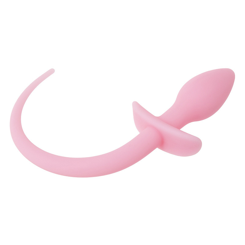 Sex Toy Anal Vaginal Plug Tail Silicone Masturbation Device Adult Men Women Sex Trainer with Luminous Effect Light Pink