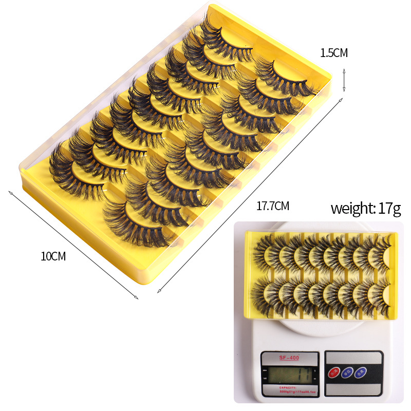 (Lash~915) False Eyelashes Cross Curling Eyelash Dense Extension Fake Eyelashes 6D Fluffy Wispy Faux Hair Reusable Beauty Eye Lashes for Party Makeup 9 Pairs