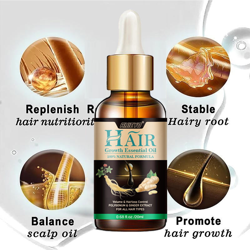 Hair Growth Essential Oil Ginger Hair Lost Solution Serums Fast Scalp Hair Care Treatment For Men Women 20ml
