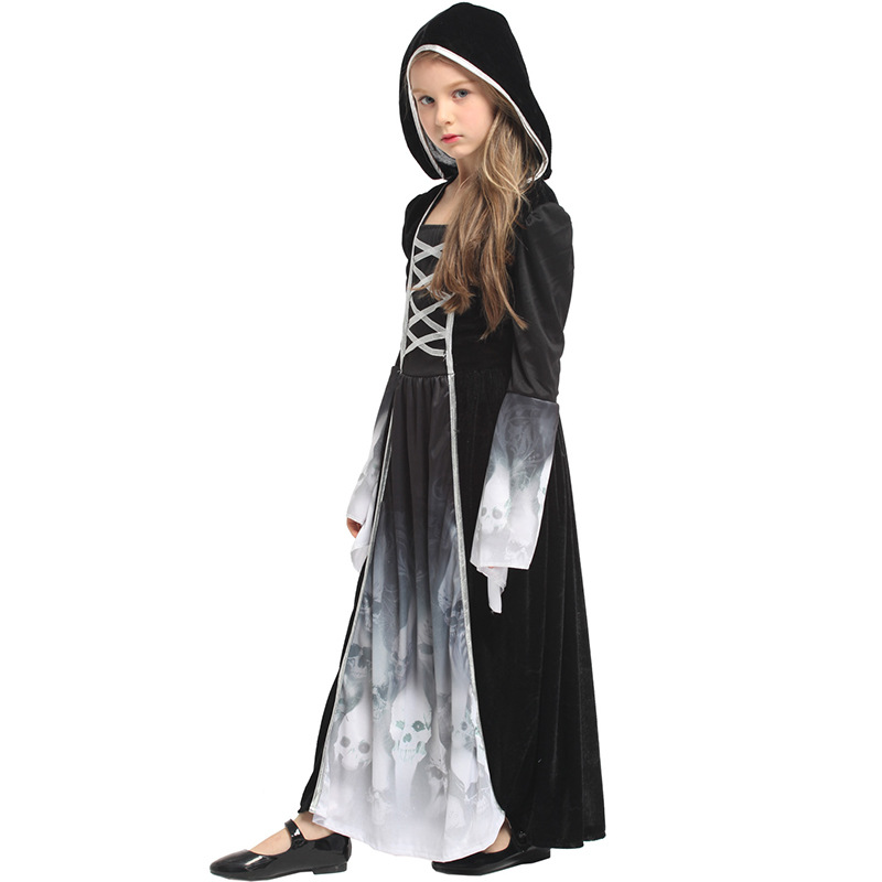 (110~120cm) Forgotten Souls Girls Costume Ghost Princess Halloween Witch Dress Fancy Cosplay Costume Princess