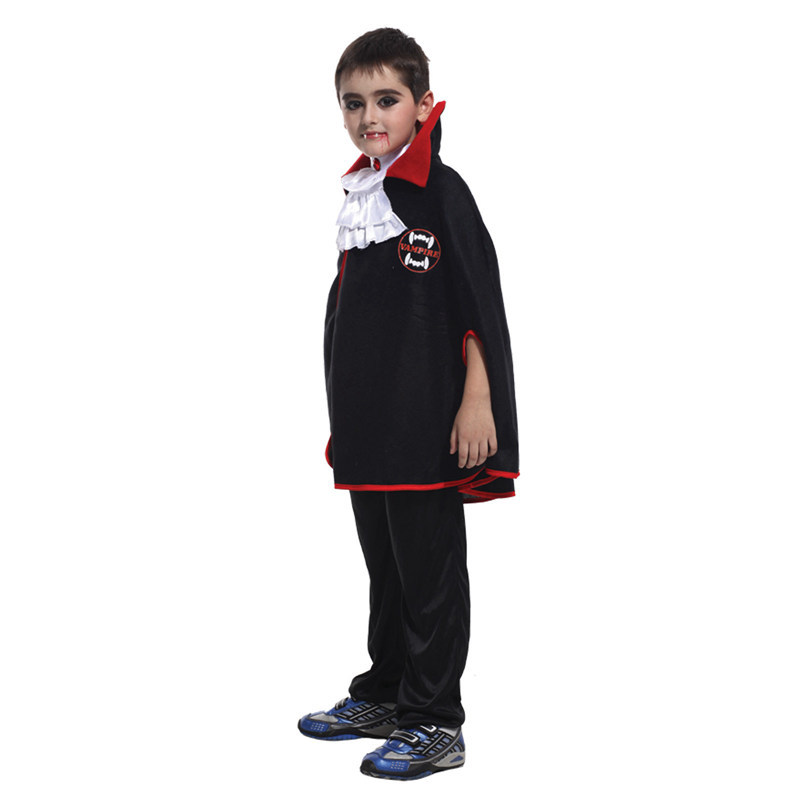 ( 95~110cm) Childrens Halloween Black Red Reversible Vampire Cape Devil Cloak Kids Fancy Dress Costume