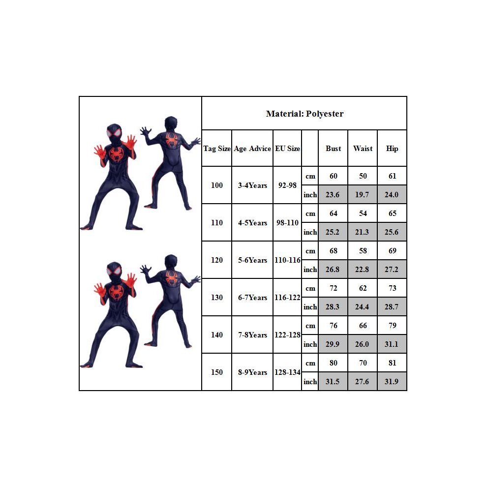 (3~4Years) Spider-Man Across The Spider-Verse Kids Cosplay Fancy Costume Spiderman Miles Morales Halloween Party Jumpsuit