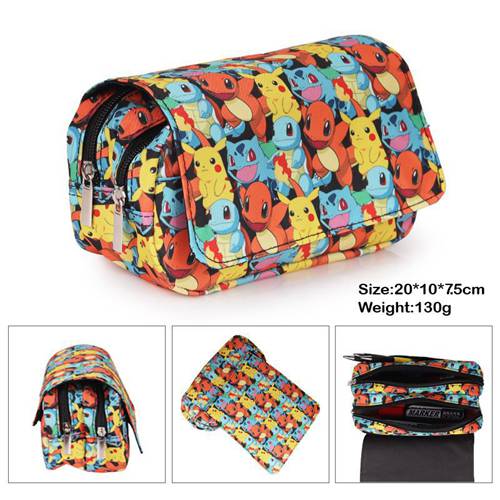 (Pokémon Pikachu 01) Pokémon Pikachu Large Capacity Anime Pen Case Pencil Case for Kid Cartoon Pencil Bag Pouch Holder Desk Organizer with Multi Compartments for Childrens Students Office School Gift