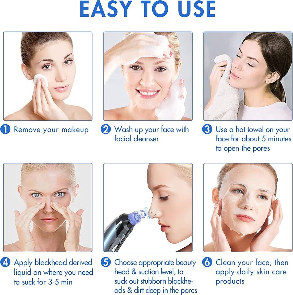 Electric Blackhead Facial Remover Vacuum Pore Cleaner Skin Face Machine Acne Dot Suction Pore Cleaning Tool Rechargeable