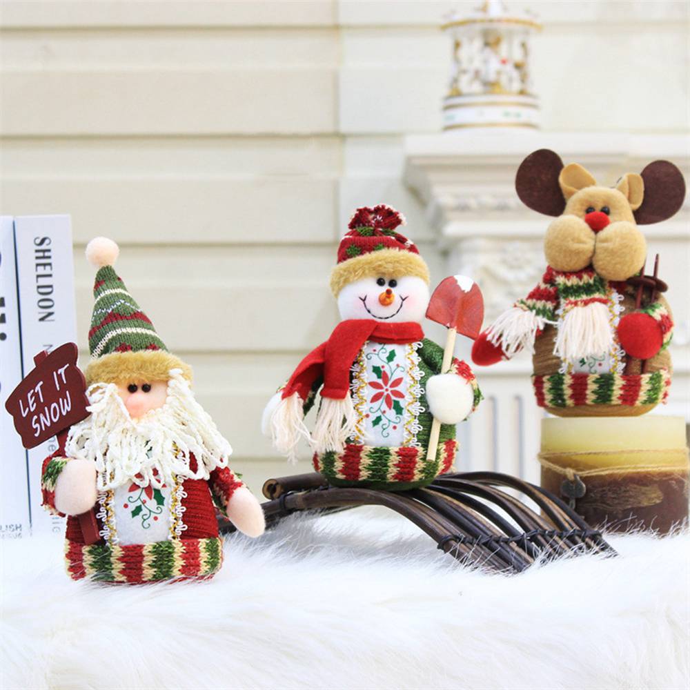 (Santa Claus) Cute Christmas Santa Snowman Deer Doll Decoration Gift Doll Christmas Tree Hanging Ornament New Year Xmas Home Decoration